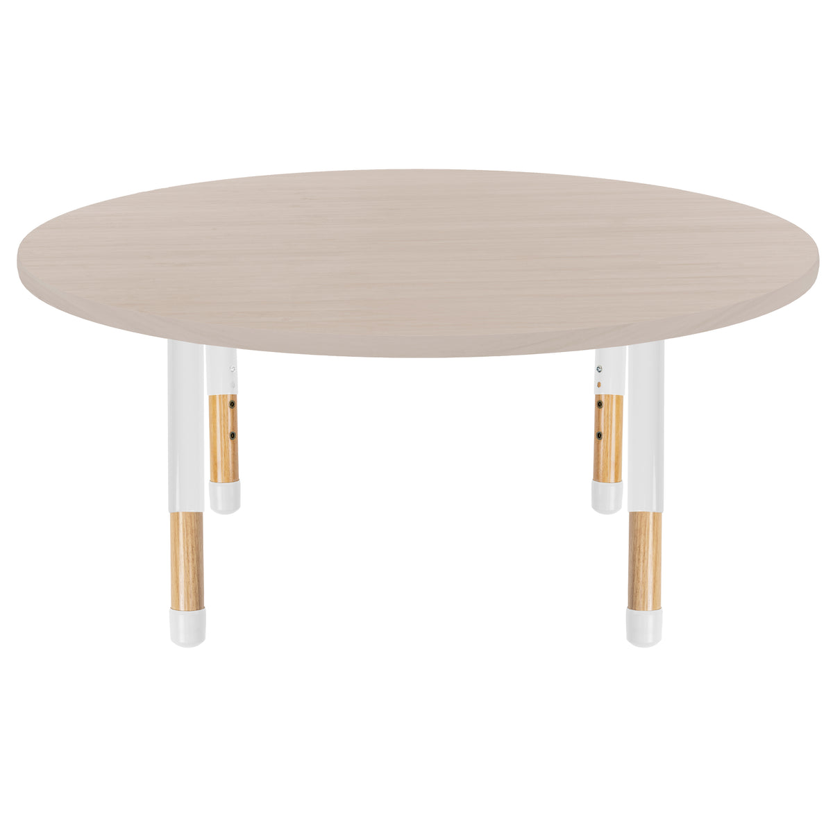 48" x 48" Round Thermofused Activity Table with Adjustable Chunky Wood Legs - Asian Sand/White/Natural