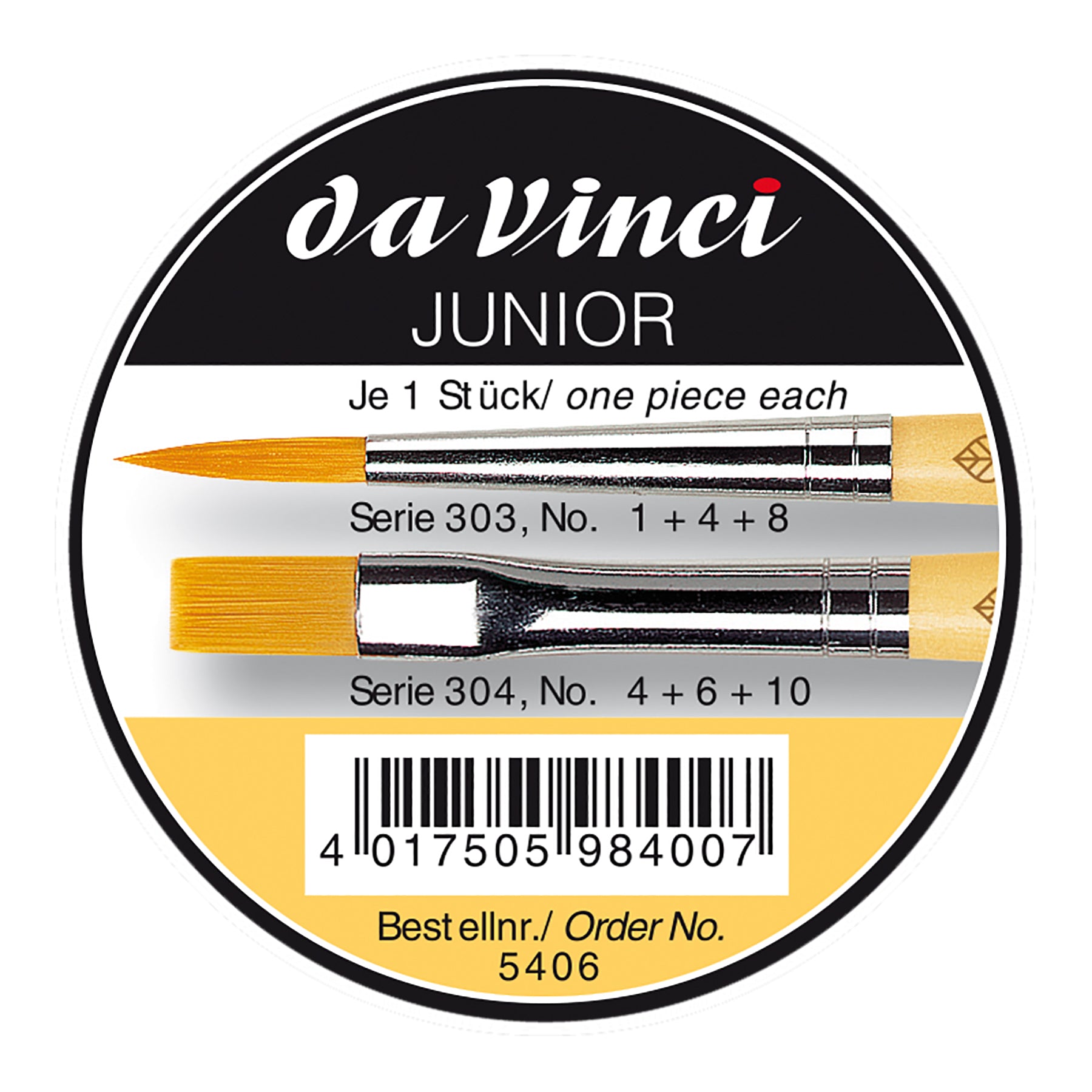 JUNIOR Synthetics Student Brushes, Synthetic, Acrylic & Tempera, Assorted, 6 Brush Set in Tin