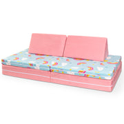 Jaxx Playscape - Imaginative Modular Furniture Playset/Sofa - Fun Kids Patterns (Rainbows / Pink)