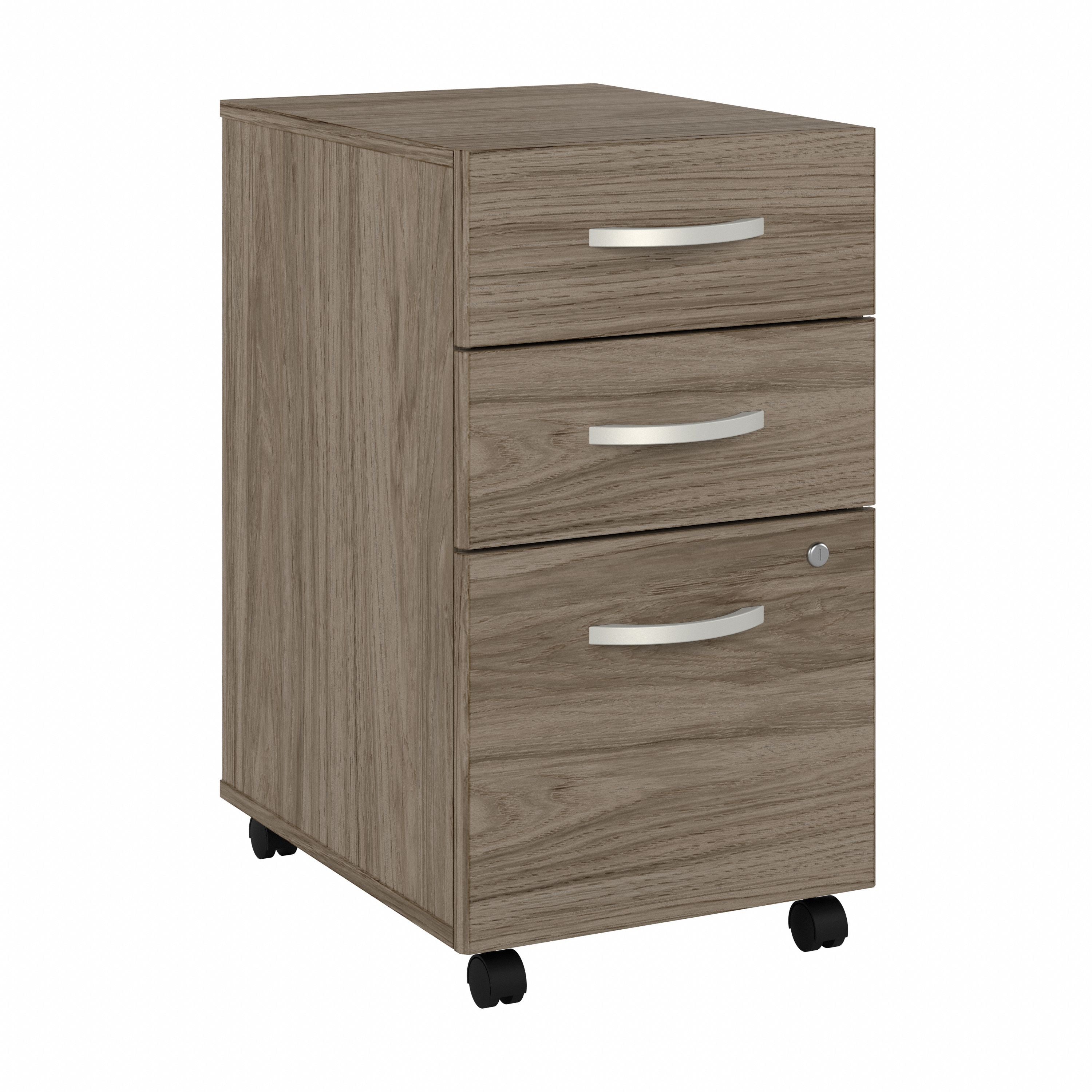 Bush Business Furniture Studio C 3 Drawer Mobile File Cabinet in Modern Hickory - 15.71" Width x 20.2" Depth x 27.79" Height