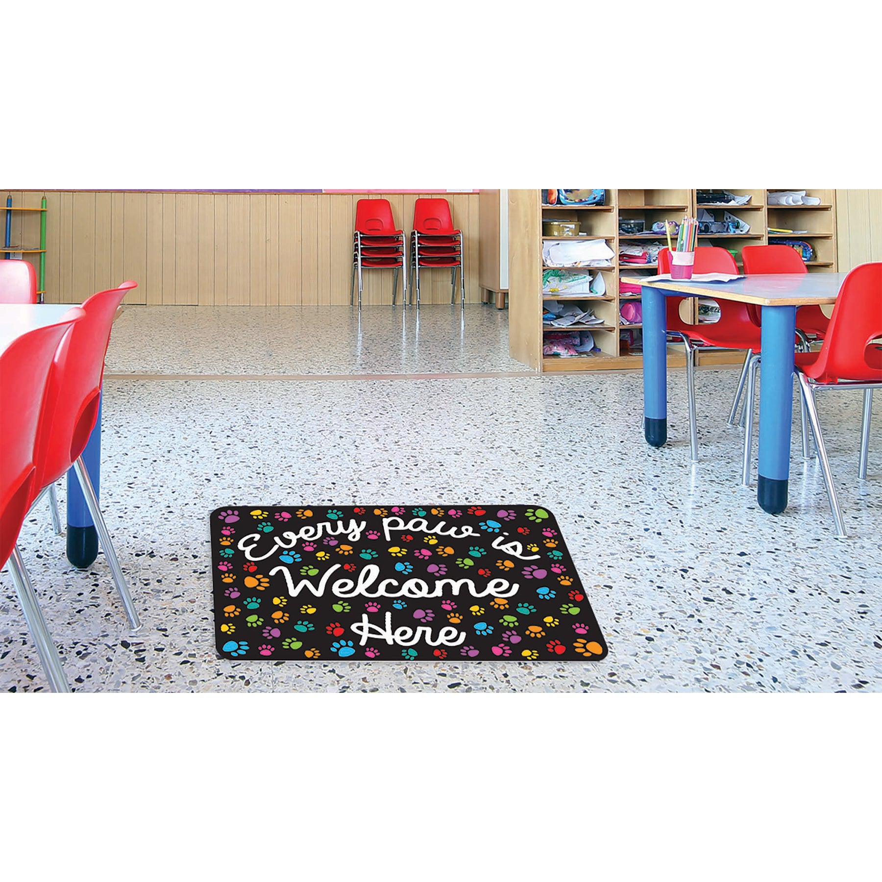 Welcome Mat with Slip Resistant Backing, 15.5" x 23.5", Paws, Every Paw is Welcome Here