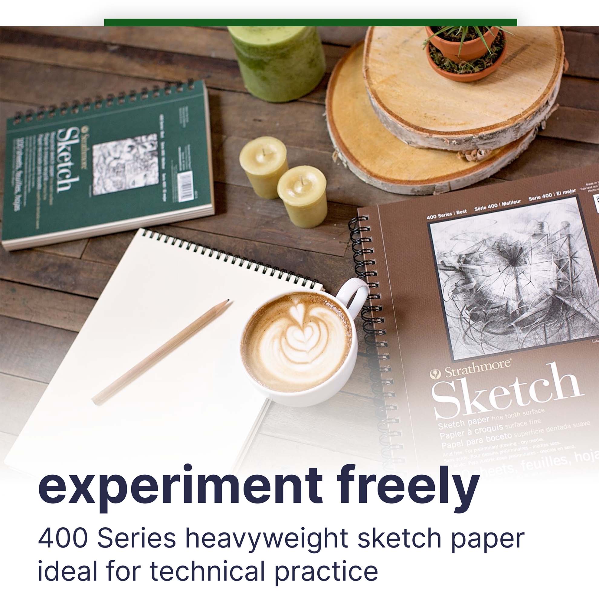 400 Series Sketch Paper Pad, Recycled, Toned Gray, Side Wire Binding, 50 Sheet, 5.5x8.5 inch, 1 Count