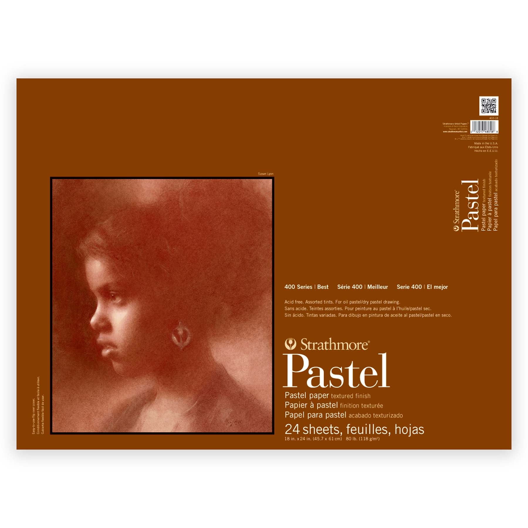 400 Series Pastel Paper Pad, Glue Binding, 24 Sheet, 18x24 inch, 1 Count
