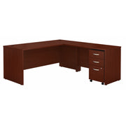 Bush Business Furniture Series C 72W L Shaped Desk with 48W Return and Mobile File Cabinet in Mahogany - 71.02" Width x 77.05" Depth x 29.8" Height