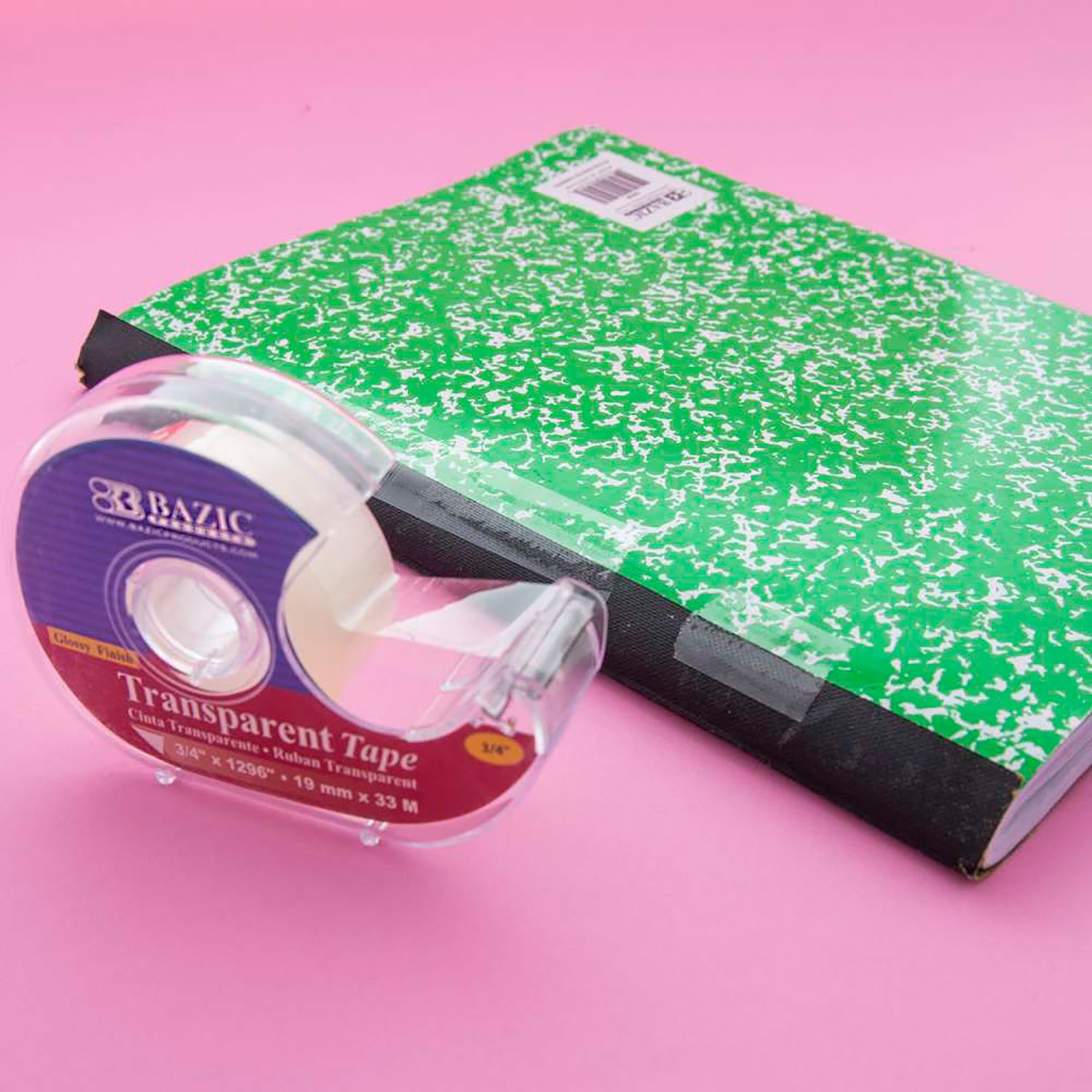 Transparent Tape with Dispenser, 3/4" x 1296"