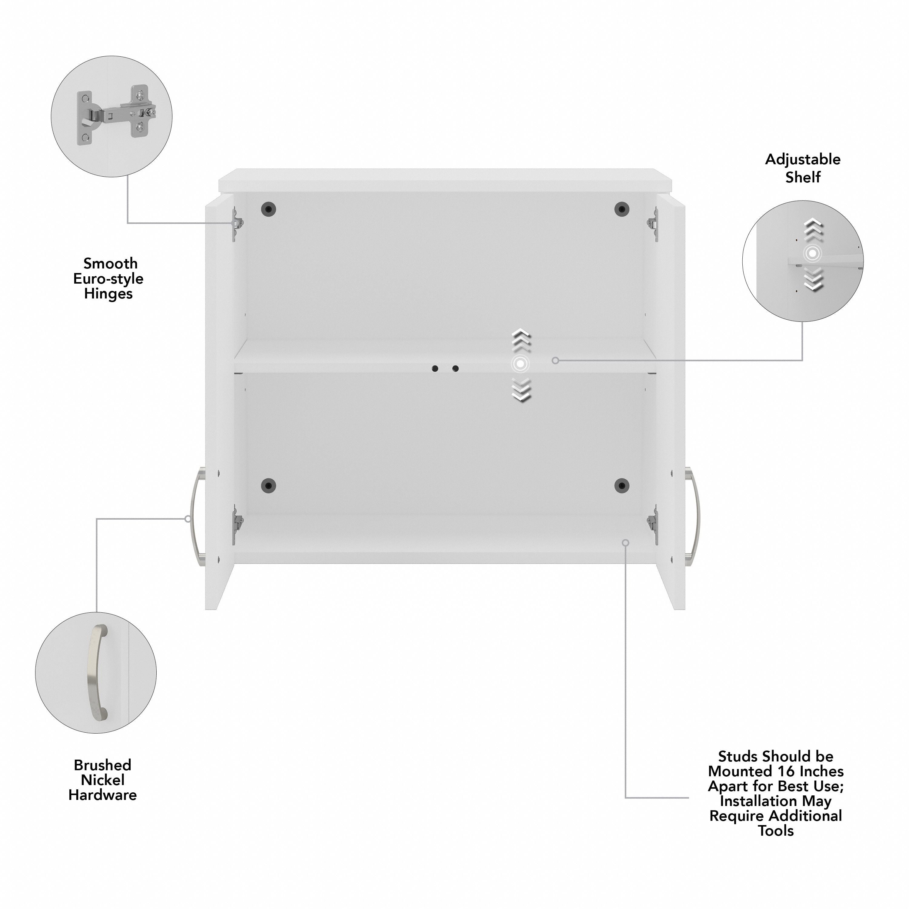 Bush Business Furniture Universal Wall Cabinet with Doors and Shelves in White - 28.35" Width x 15.51" Depth x 24.17" Height