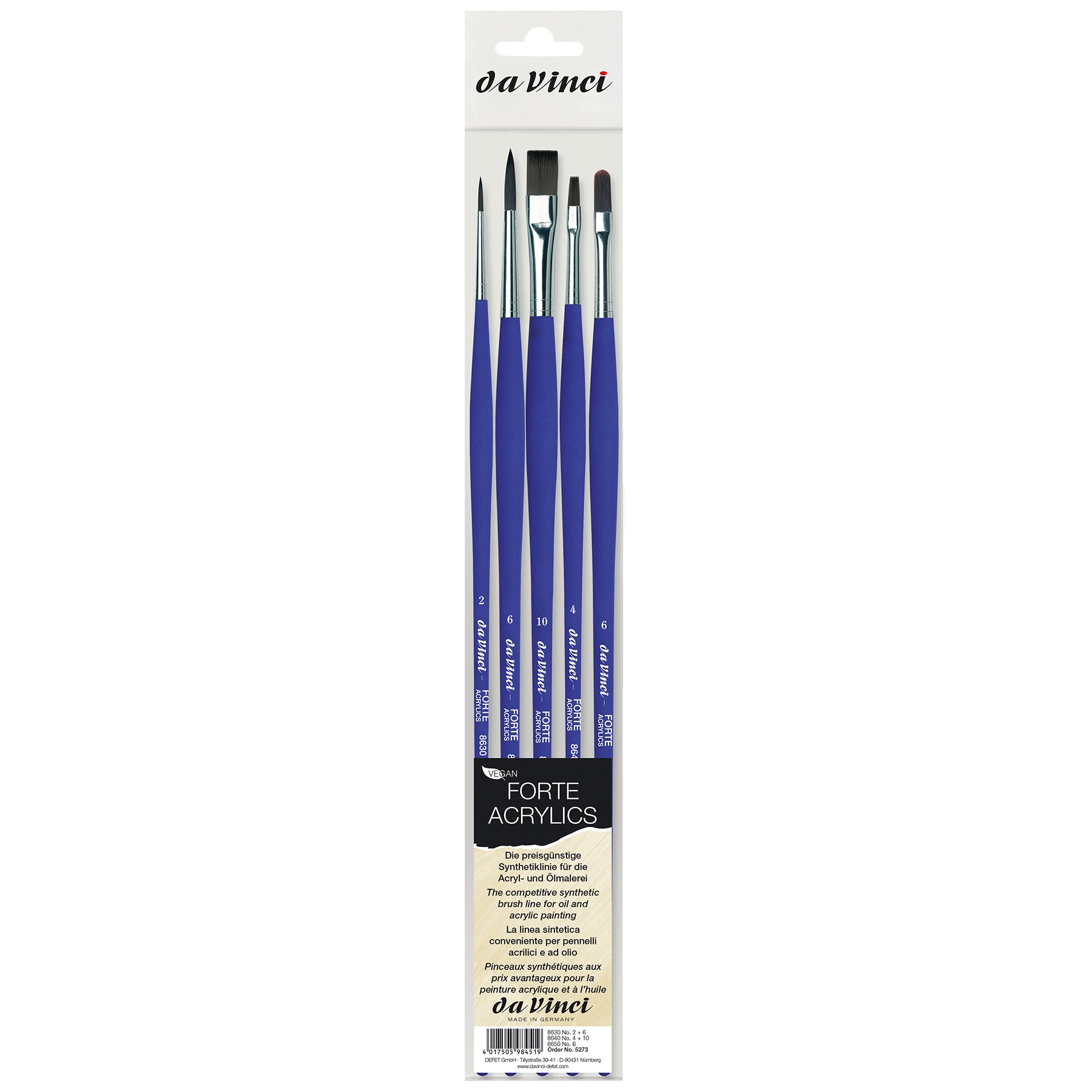 FORTE-Acrylics Student Brush, Synthetic, Acrylic & Oil, Assorted, 5 Brush Set