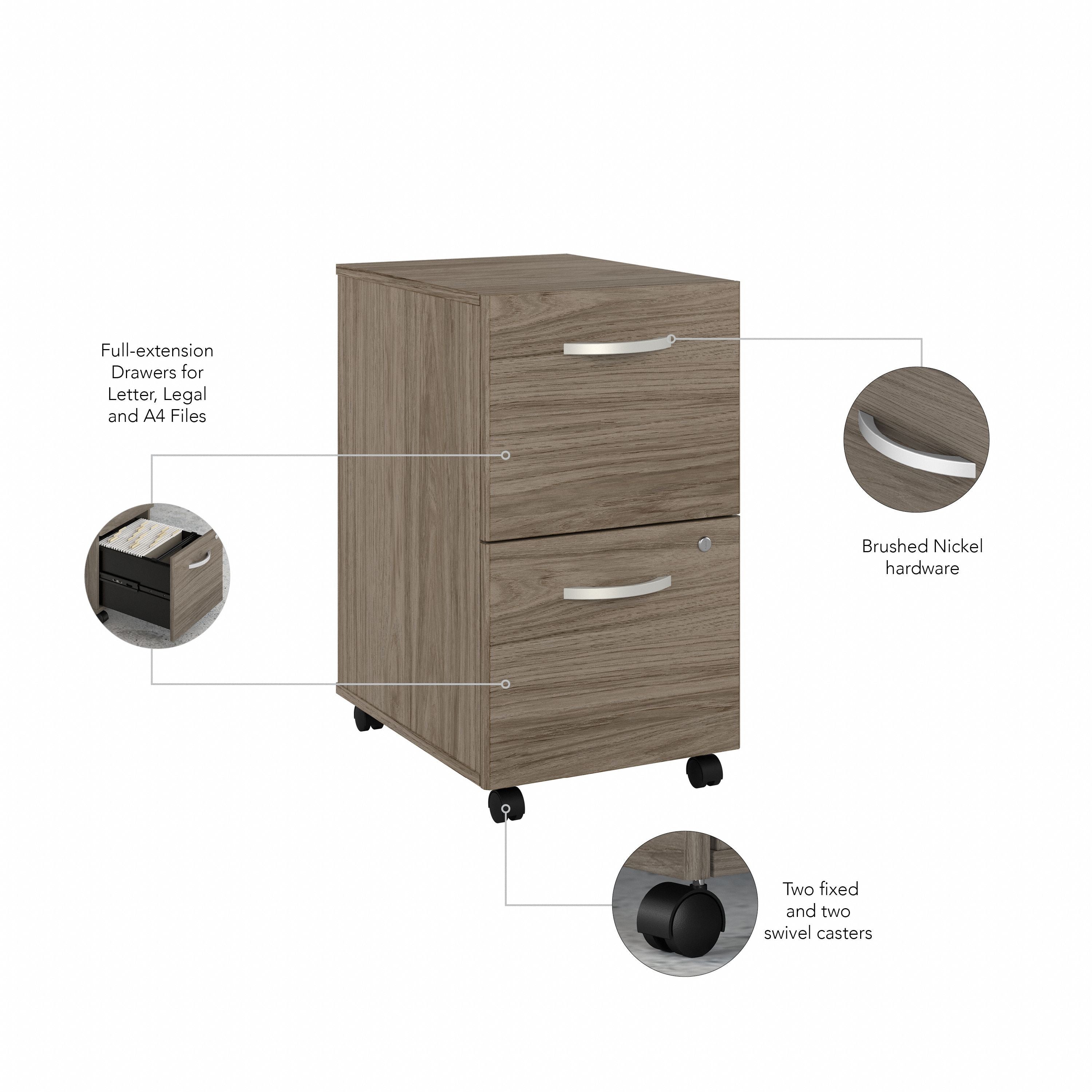 Bush Business Furniture Studio C 2 Drawer Mobile File Cabinet in Modern Hickory - 15.71" Width x 20.2" Depth x 27.79" Height