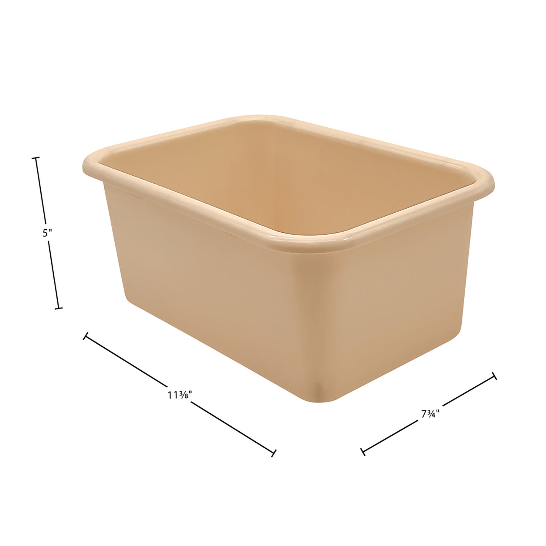 Small Plastic Storage Bin, Light Brown