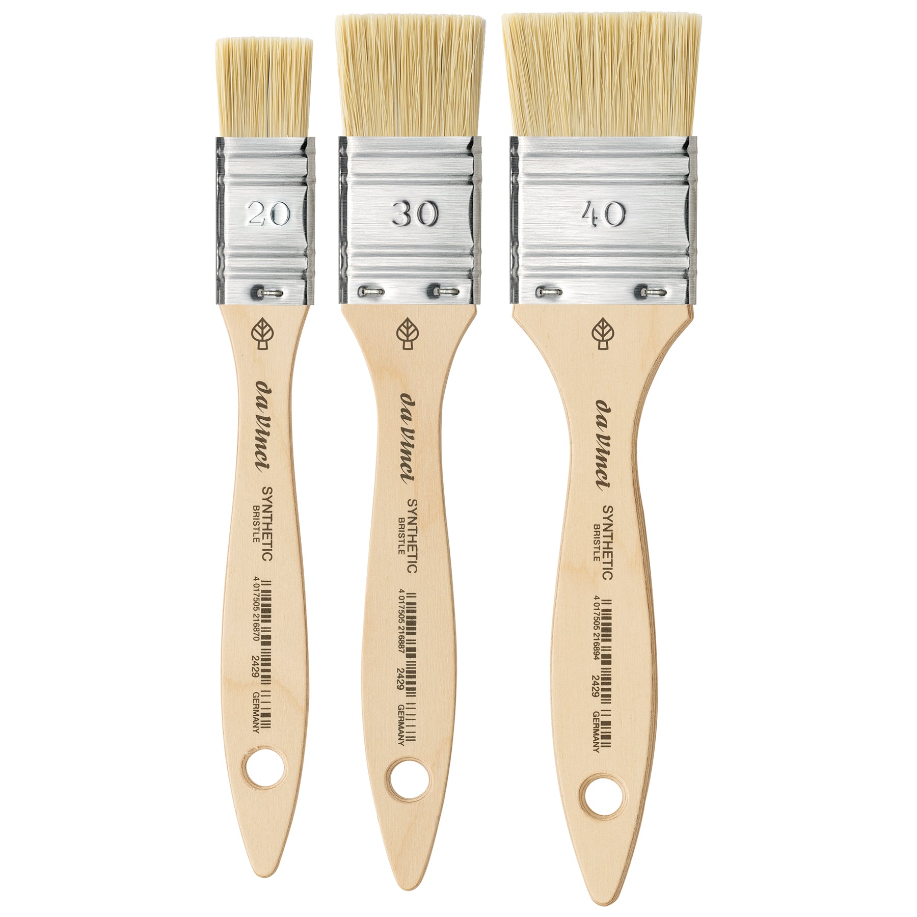 SYNTHETIC Mottler Brush, Natural Hog, Acrylic & Oil, Flat, Series 2429, 3 Brush Set