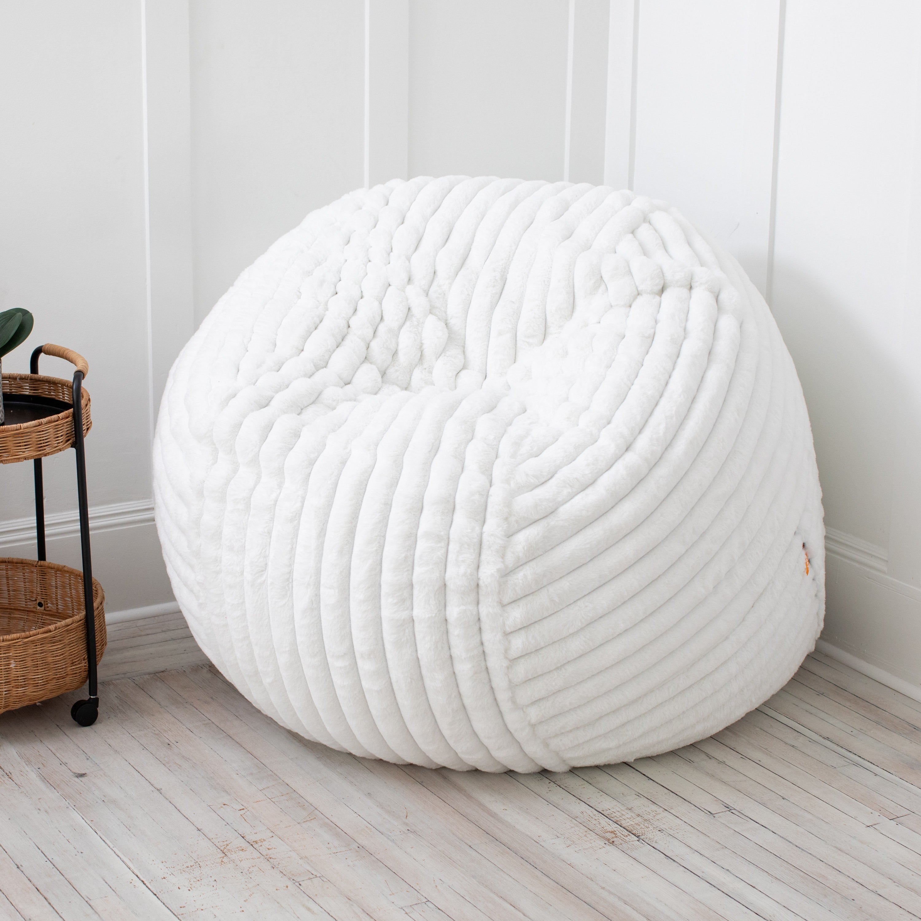 Jaxx 5 Foot Saxx Bean Bag Chair for Adults - Luxe Faux Fur, Mondo Ivory