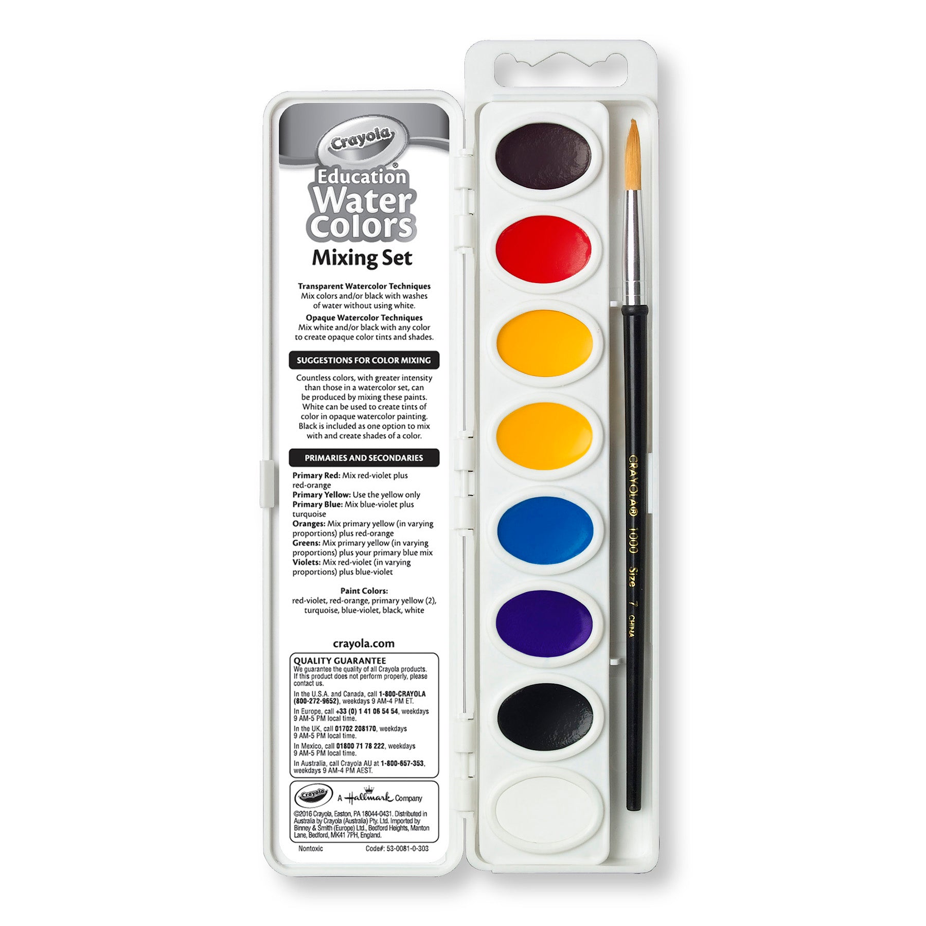 Pans Education Watercolors Mixing Set, 8 Count
