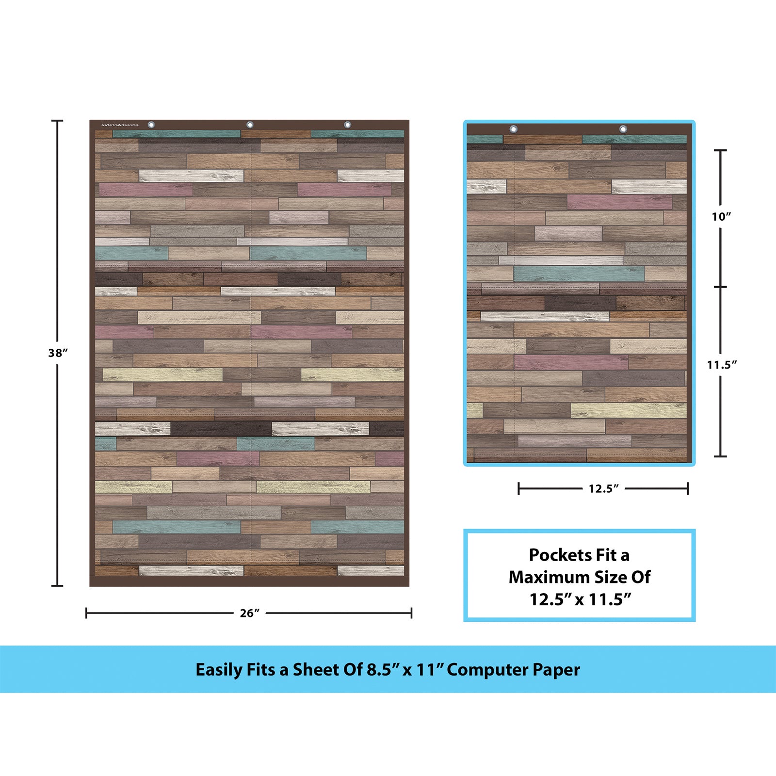 Reclaimed Wood Large 6 Pocket Chart (26" x 38")