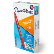 Gel Pen, Profile Retractable Pen, 0.7mm, Red, 12 Count