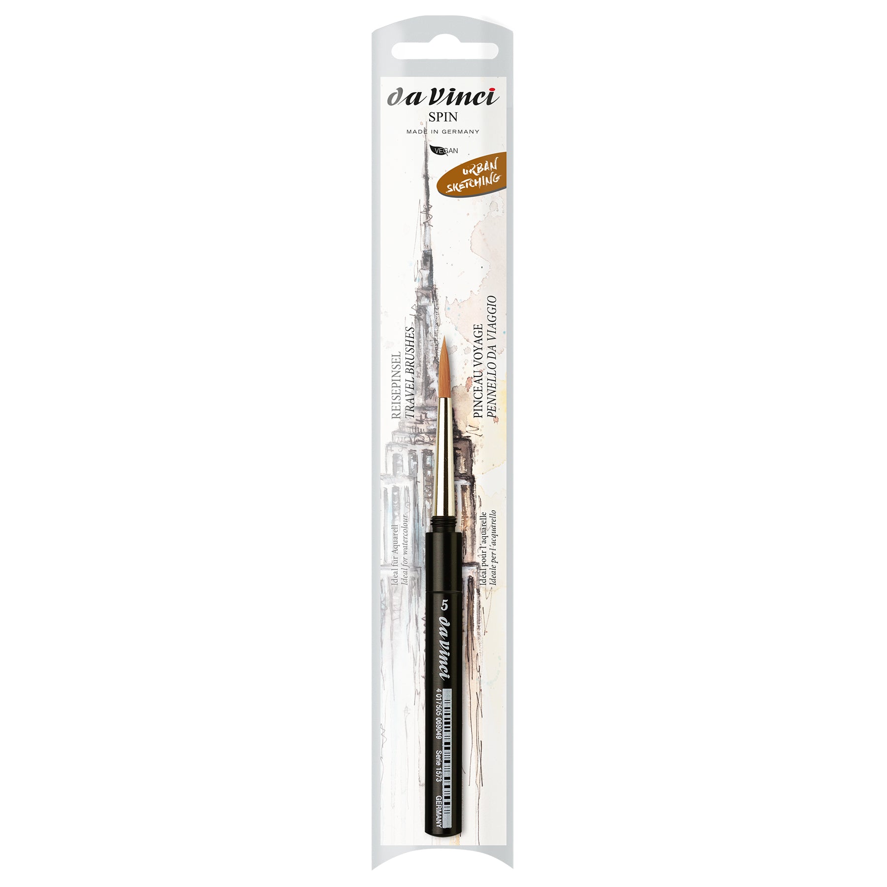 COSMOTOP-SPIN Pocket Travel Brush, Synthetic, Watercolor, Round, Series 1573, Size 5