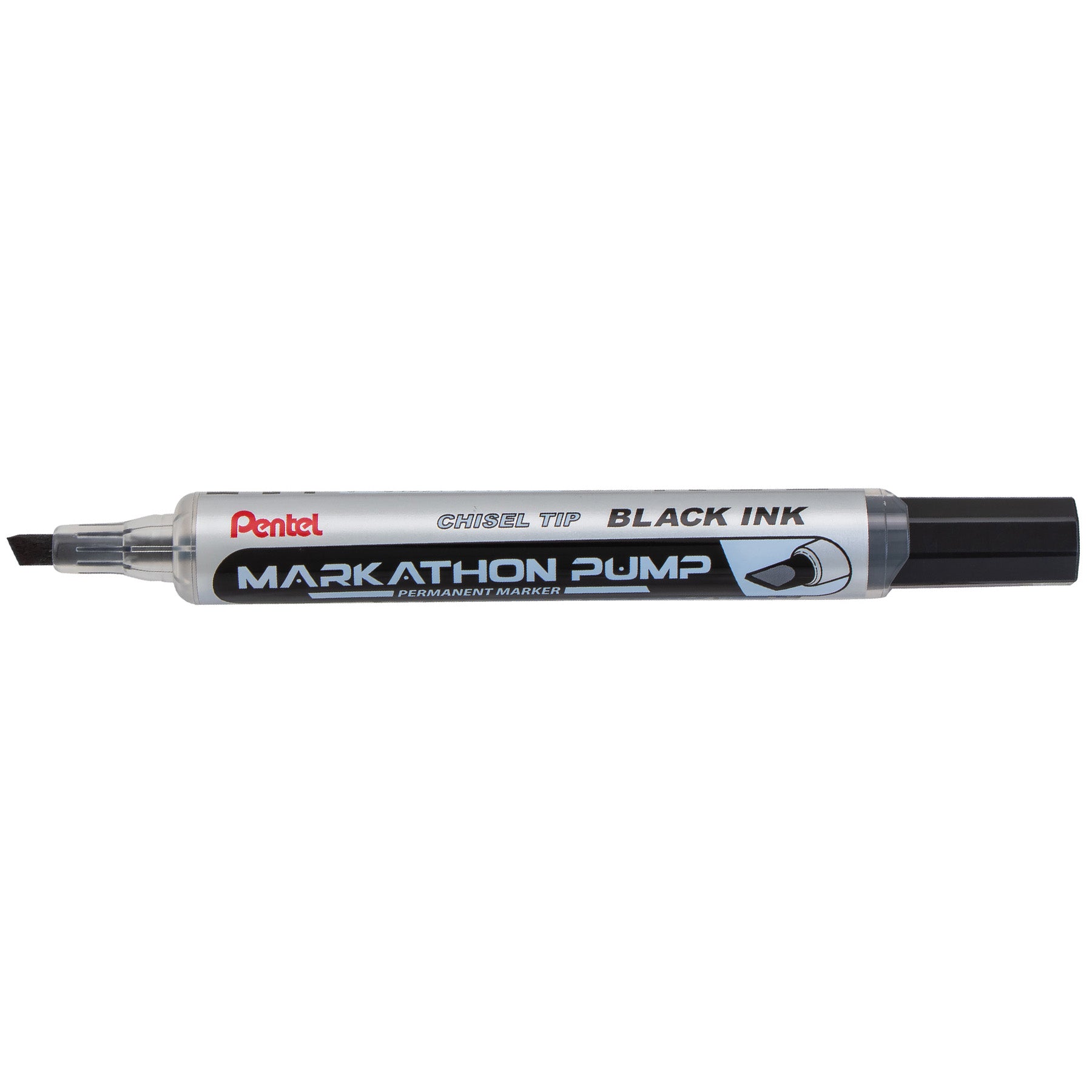 Markathon Pump Permanent Marker, Chisel Tip, Black Ink, 1 Dozen