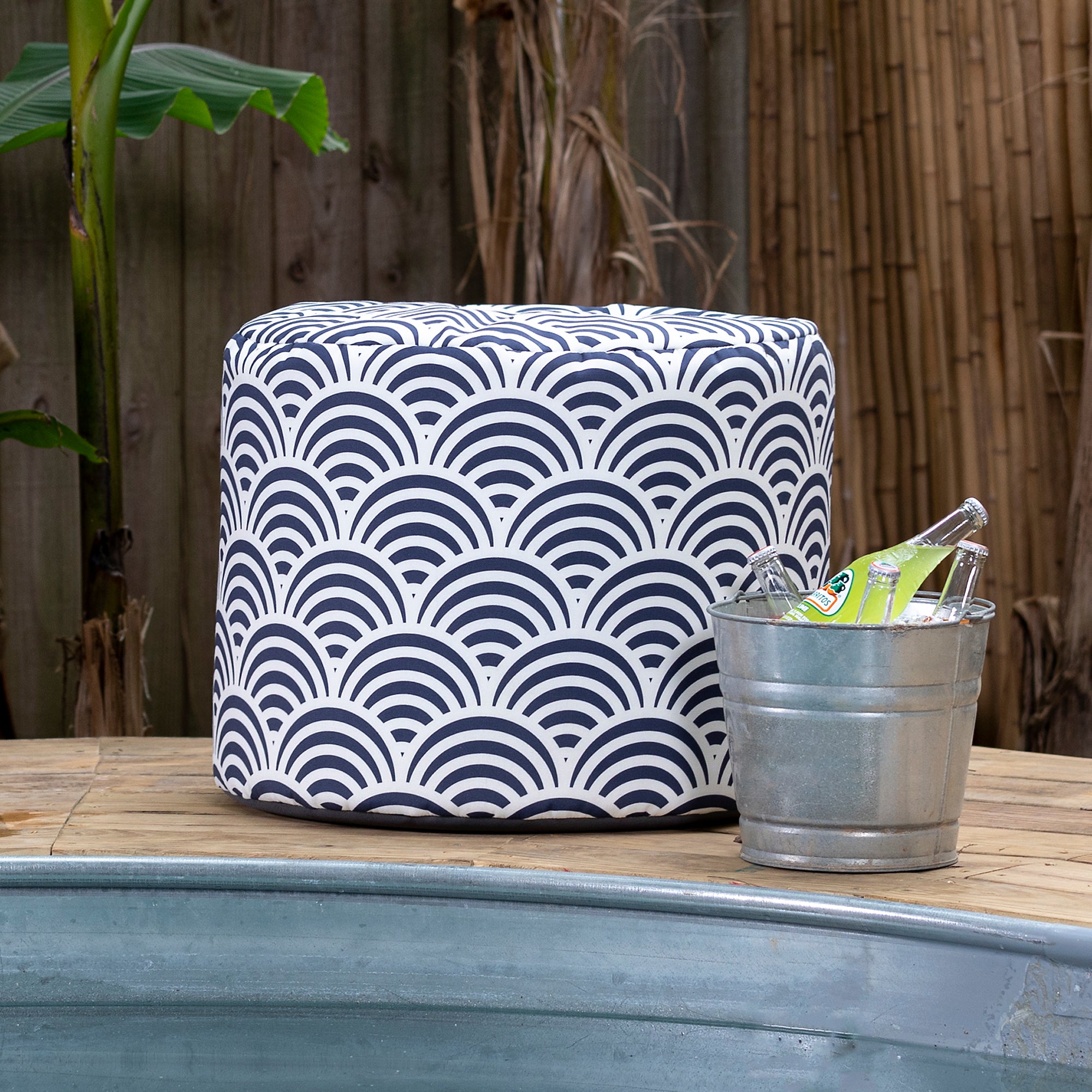 Jaxx Spring Indoor / Outdoor Bean Bag Pouf Ottoman, Nippon Koi
