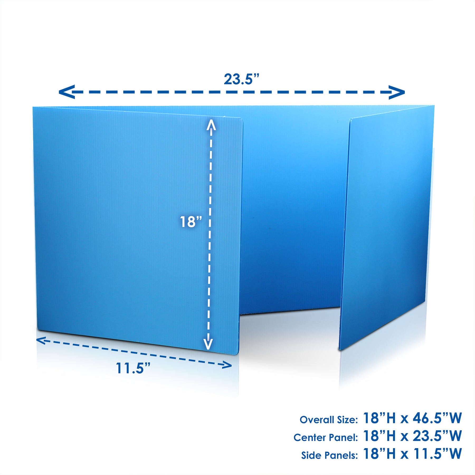 Blue Premium Corrugated Plastic Study Carrel, Pack of 24