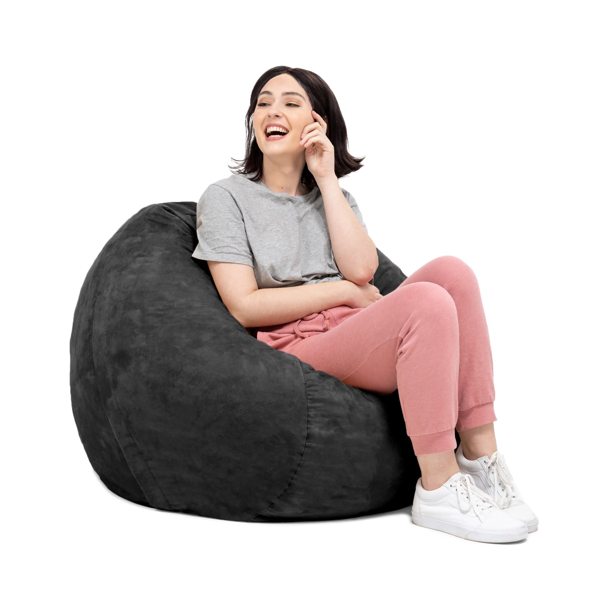 Jaxx Saxx 3 Foot Bean Bag Chair with Removable Cover, Black