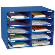 Mailbox, 10-Slot, Blue, 16-5/8"H x 21"W x 12-7/8"D