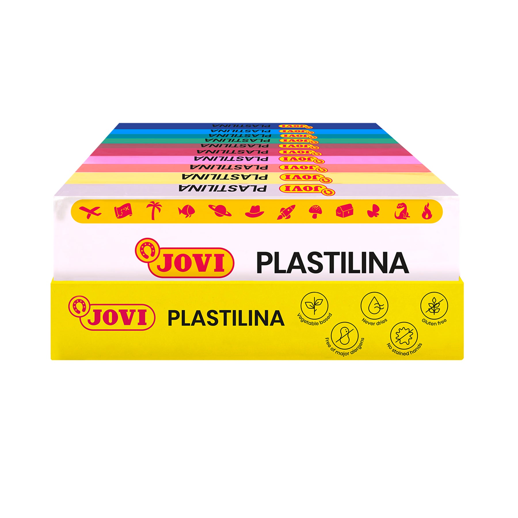 Plastilina Modeling Clay, Assorted Colors, 15 Bars (150 g Each), Non-Drying Reusable Modeling Clay