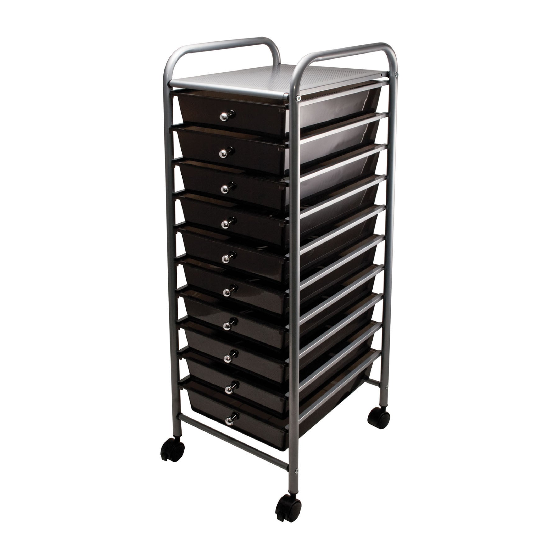 10-Drawer Rolling Cart, Smoke