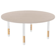 48" x 48" Round Thermofused Activity Table with Adjustable Chunky Wood Legs - Asian Sand/White/Natural
