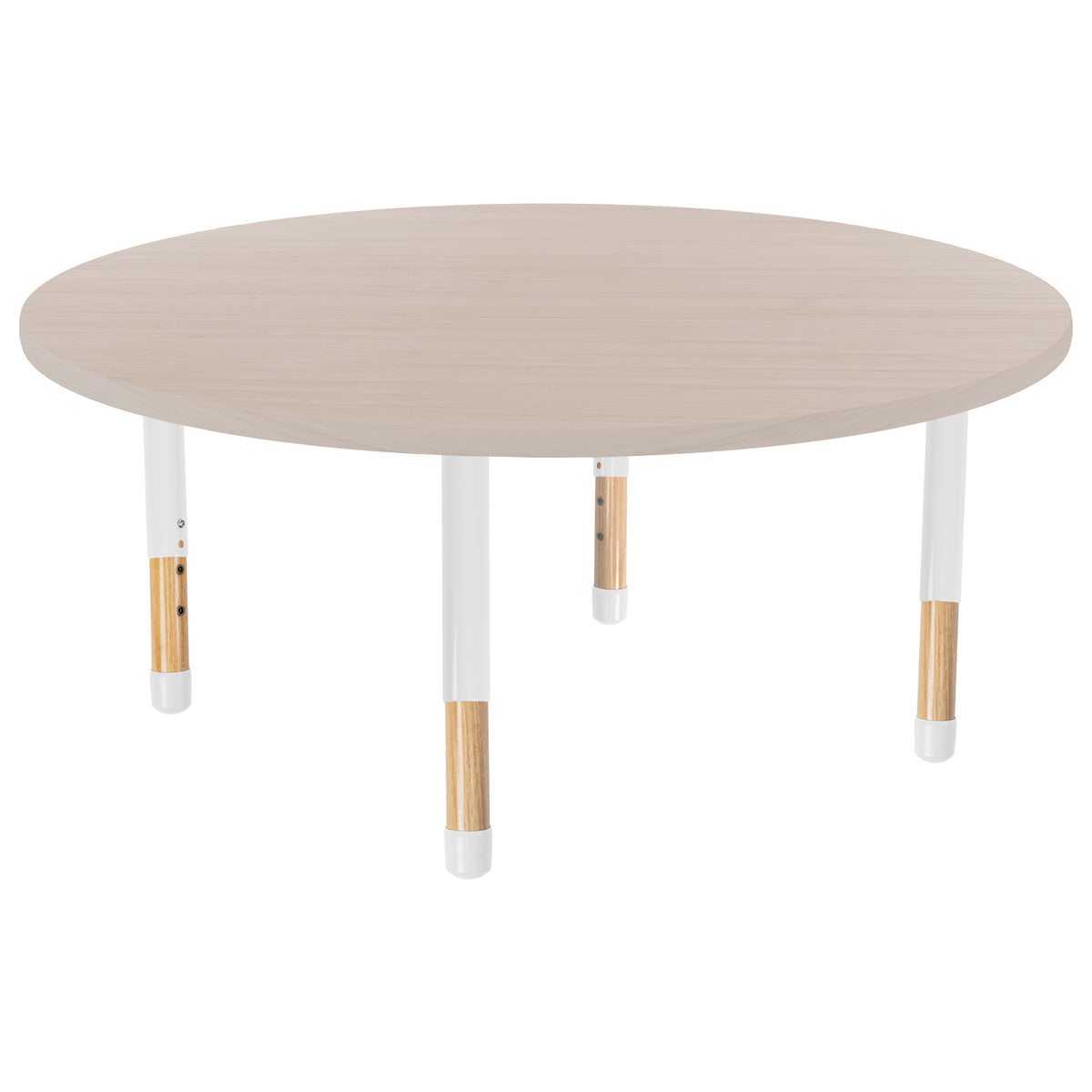 48" x 48" Round Thermofused Activity Table with Adjustable Chunky Wood Legs - Asian Sand/White/Natural