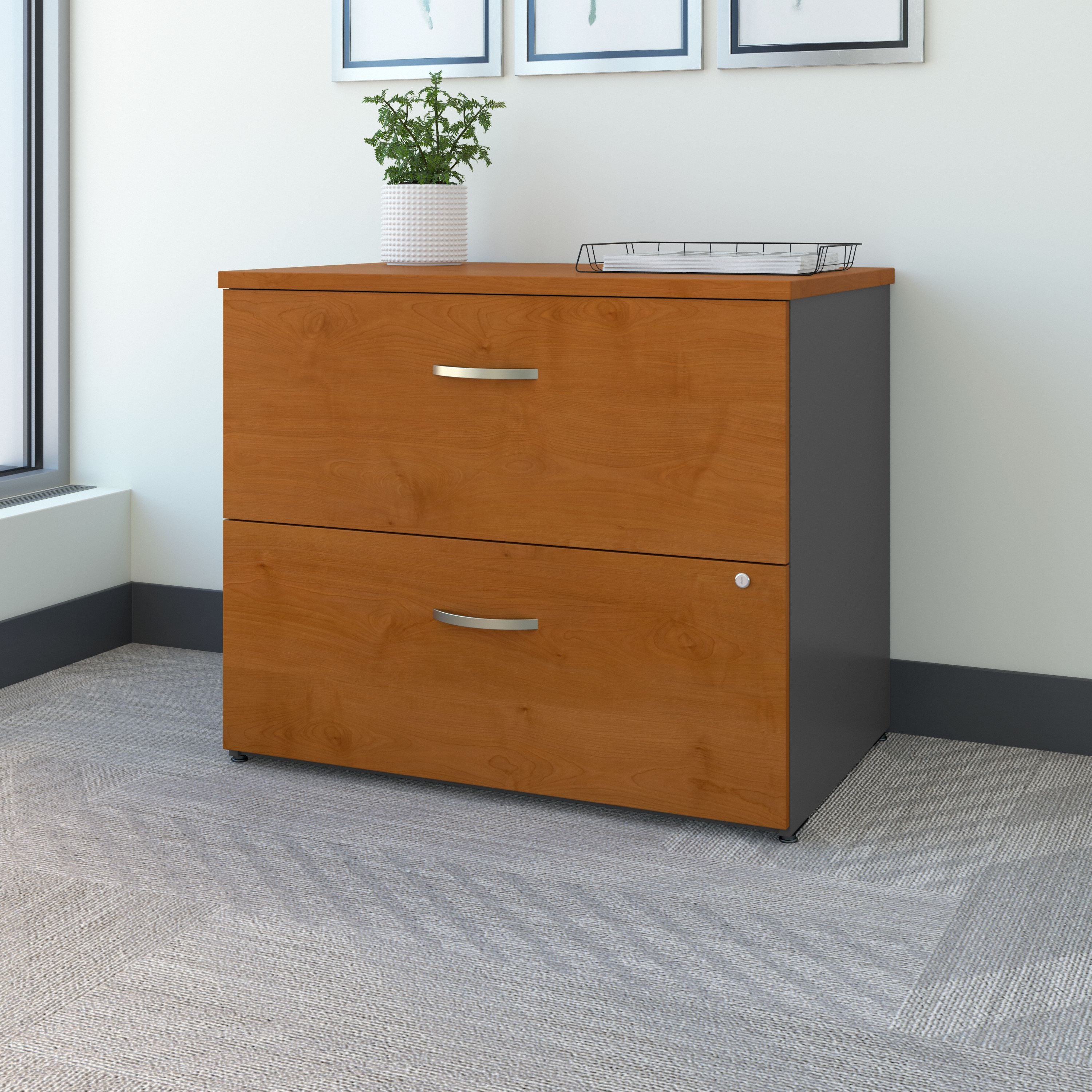 Bush Business Furniture Series C Lateral File Cabinet in Natural Cherry - 35.67" Width x 23.35" Depth x 29.84" Height