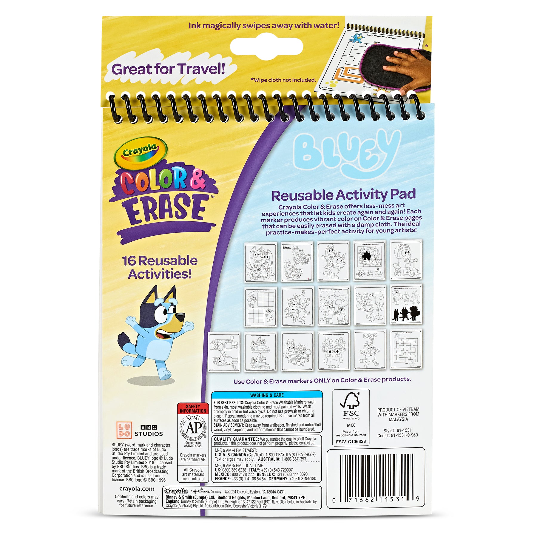 Color & Erase Reusable Activity Pad, Bluey