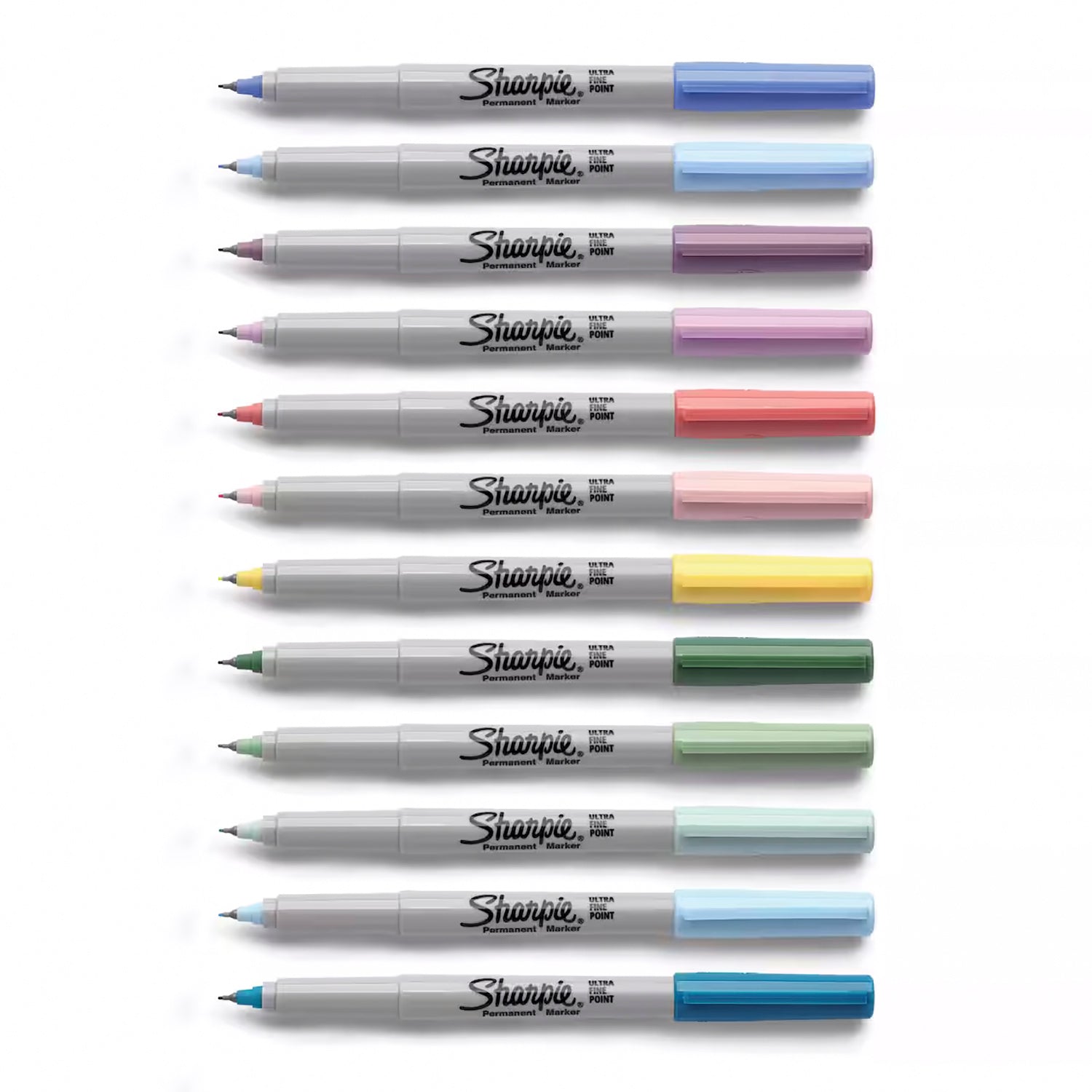 Permanent Markers, Ultra Fine Point, Mystic Gem Colors, 12 Count