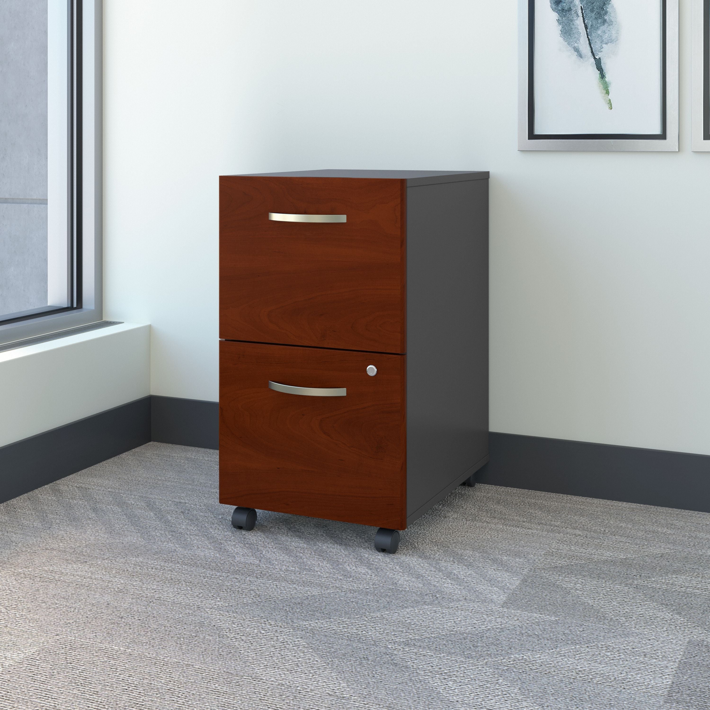 Bush Business Furniture Series C 2 Drawer Mobile File Cabinet in Hansen Cherry - Assembled - 15.71" Width x 20.2" Depth x 27.79" Height