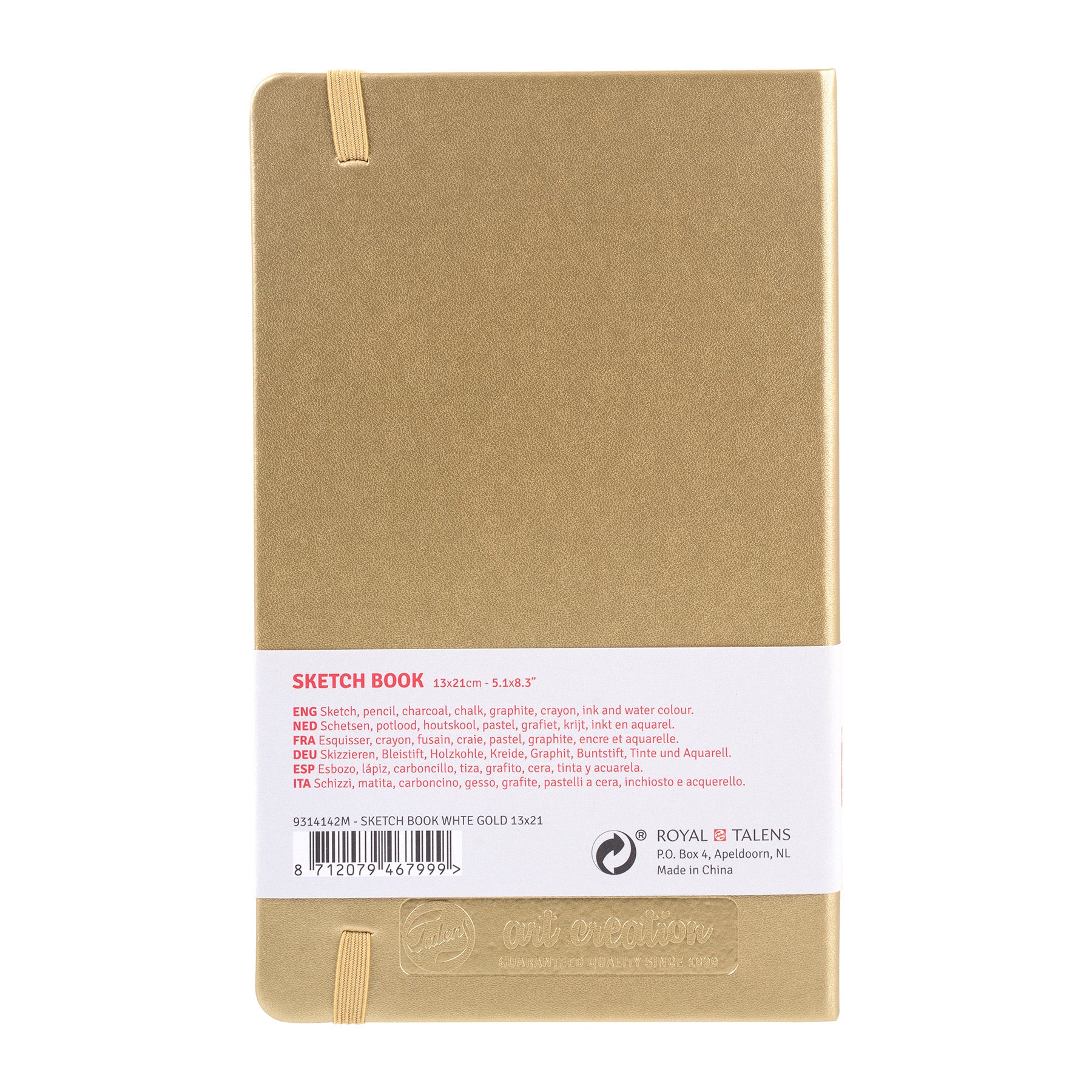 Sketchbook, 80 Sheets, 90lbs, White Gold Cover, 5.1" x 8.3"