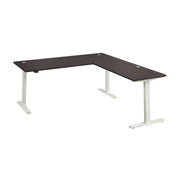 Bush Business Furniture Move 60 Series 72W Height Adjustable L Shaped Standing Desk in Storm Gray with White Base - 71.02" Width x 76.97" Depth x 27.44" Height