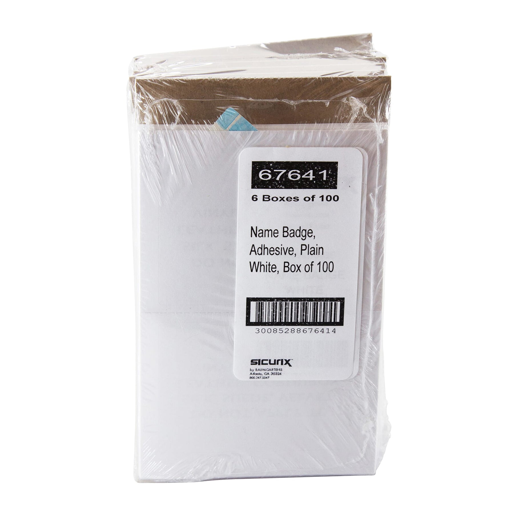 Plain Adhesive Badges, White, Pack of 100
