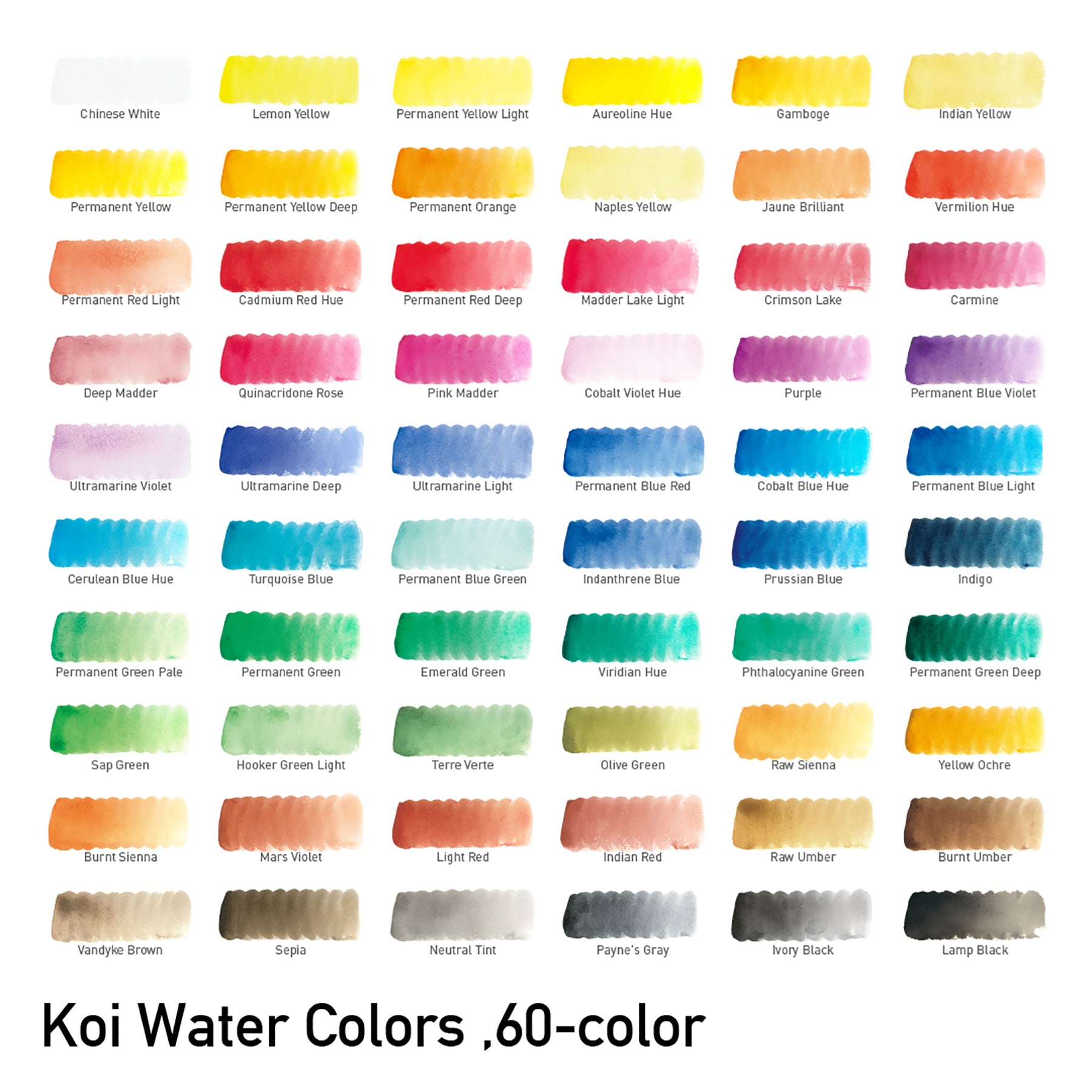 Koi Water Colors Studio Sketch Box with 2 Brushes, 60 Colors