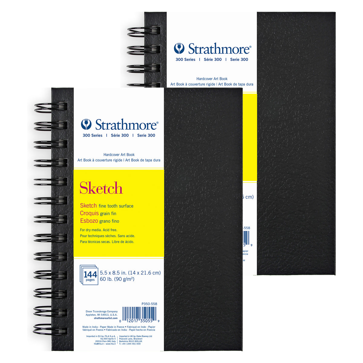 (2 EA) SKETCHBK 5.5X8.5 BLK WR BND