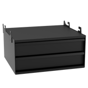 Two, 16ga metal suspended pullout drawer with 10ga full outer metal cabinet, powder coated black