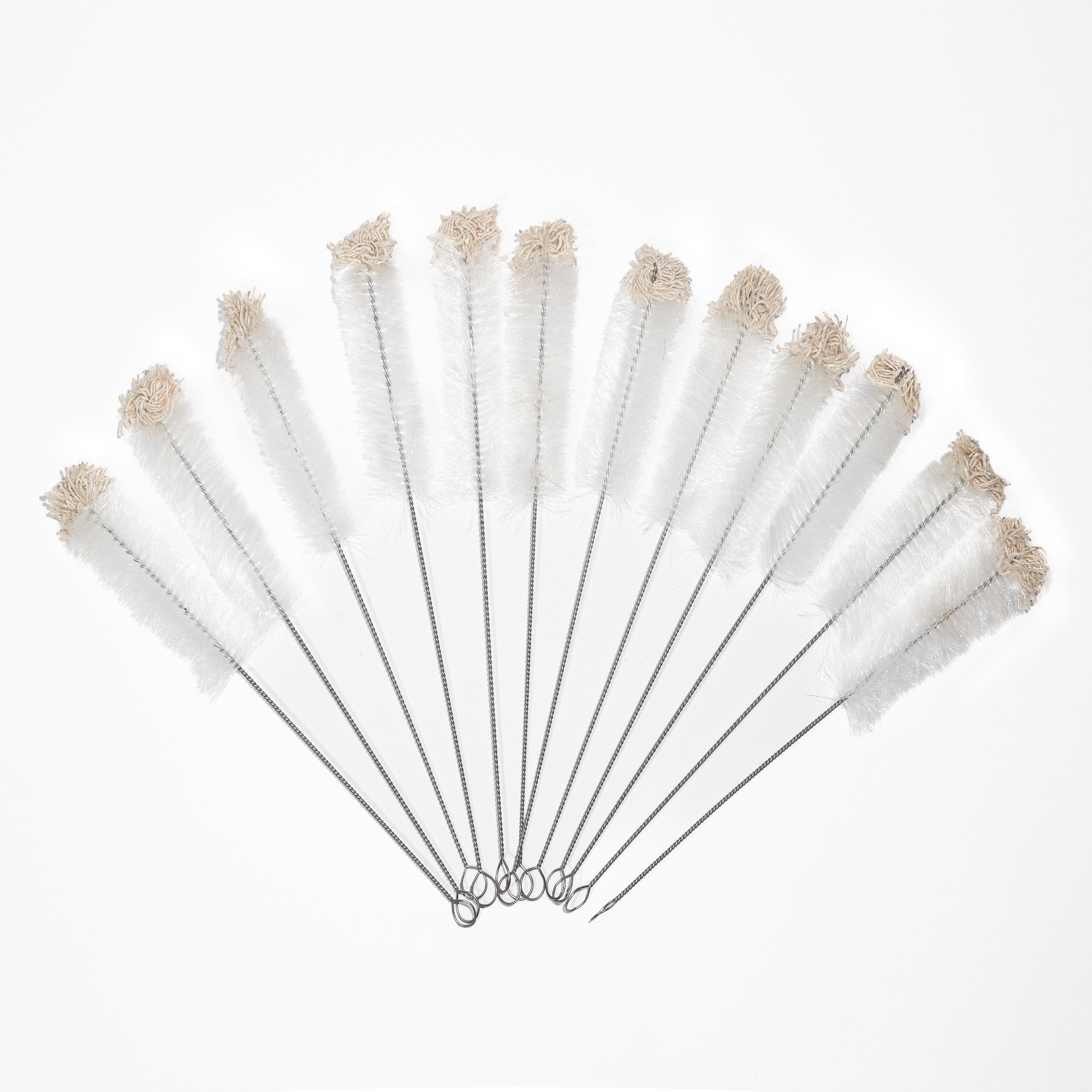 Brush, Test Tube, White Nylon Bristles, 35mm Outer Dimension x 3" Length x 280mm TL, Pack of 12