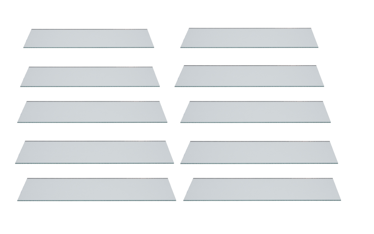 Mirror, Flat Glass, Silver Back, Rectangular, 2" x 6", Pack of 10