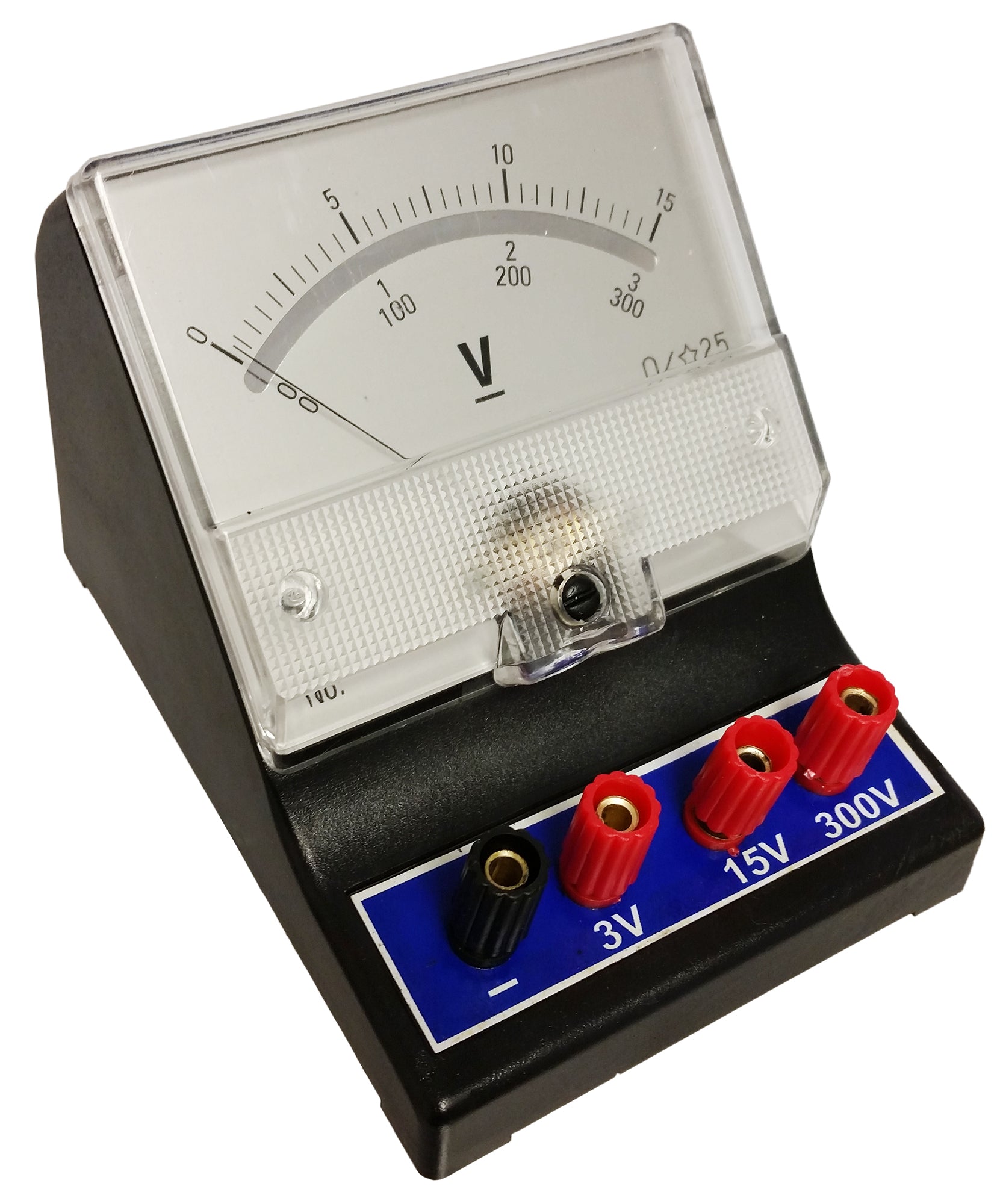 Meter, DC Voltmeter, Blue, 0-3v,0-15v, 0-300V.