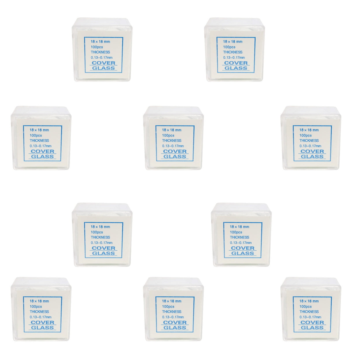 Microscope Cover Slips, #1 Thickness, 18mm x 18mm, Case of 1000