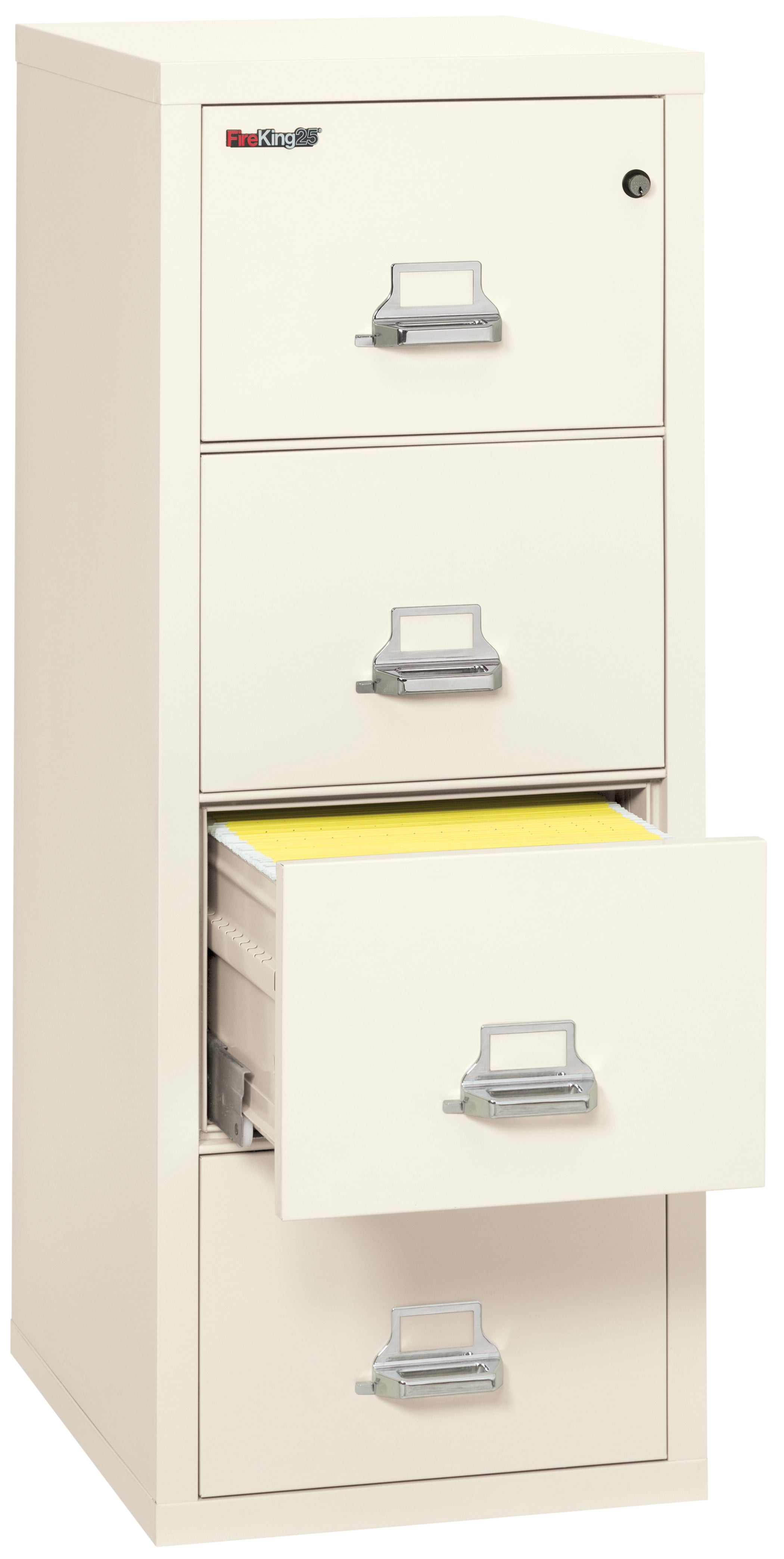 1 Hour Fire Resistant File Cabinet - 4 Drawer letter 25" depth (Ivory White)