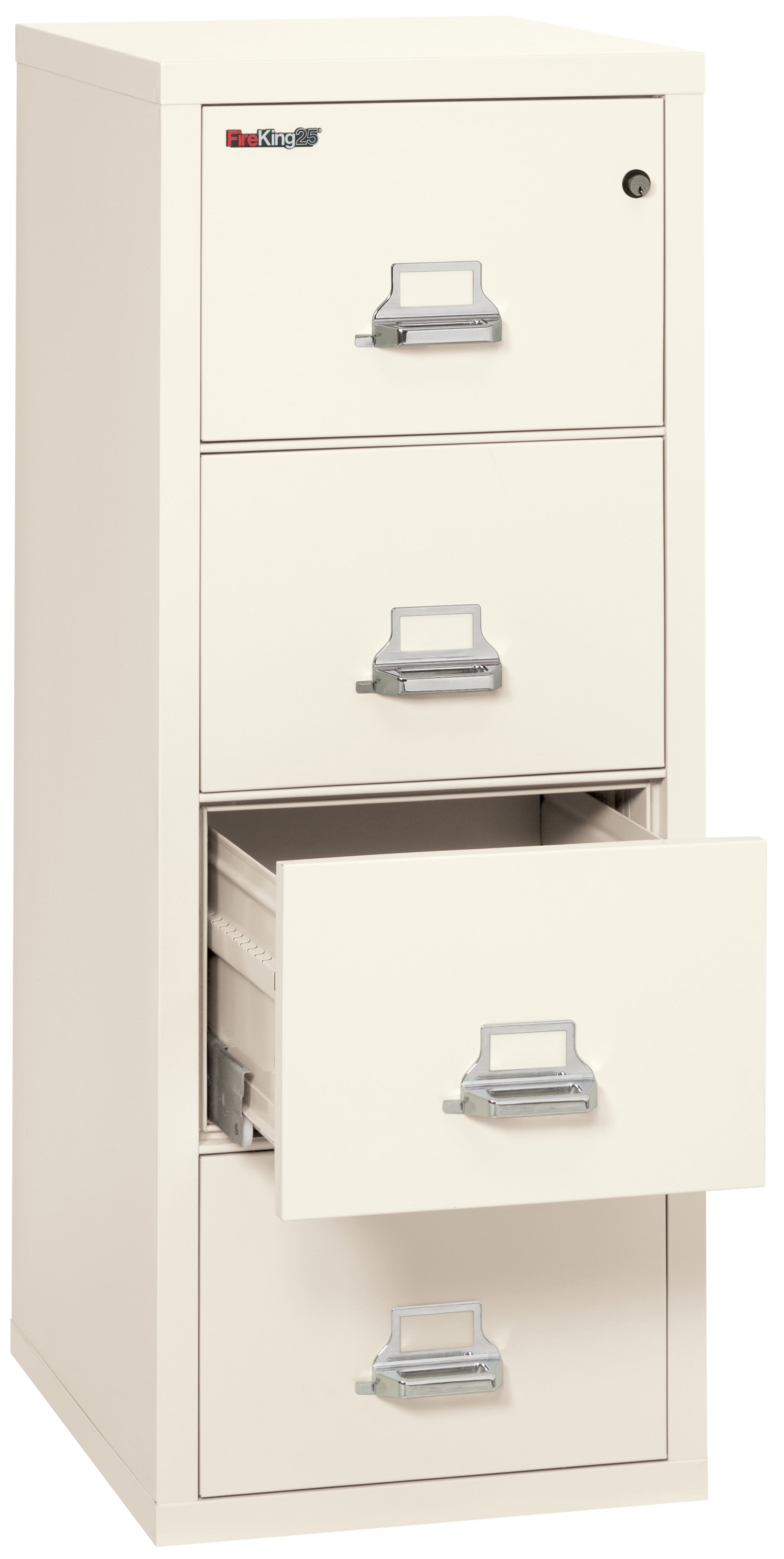 1 Hour Fire Resistant File Cabinet - 4 Drawer letter 25" depth (Ivory White)