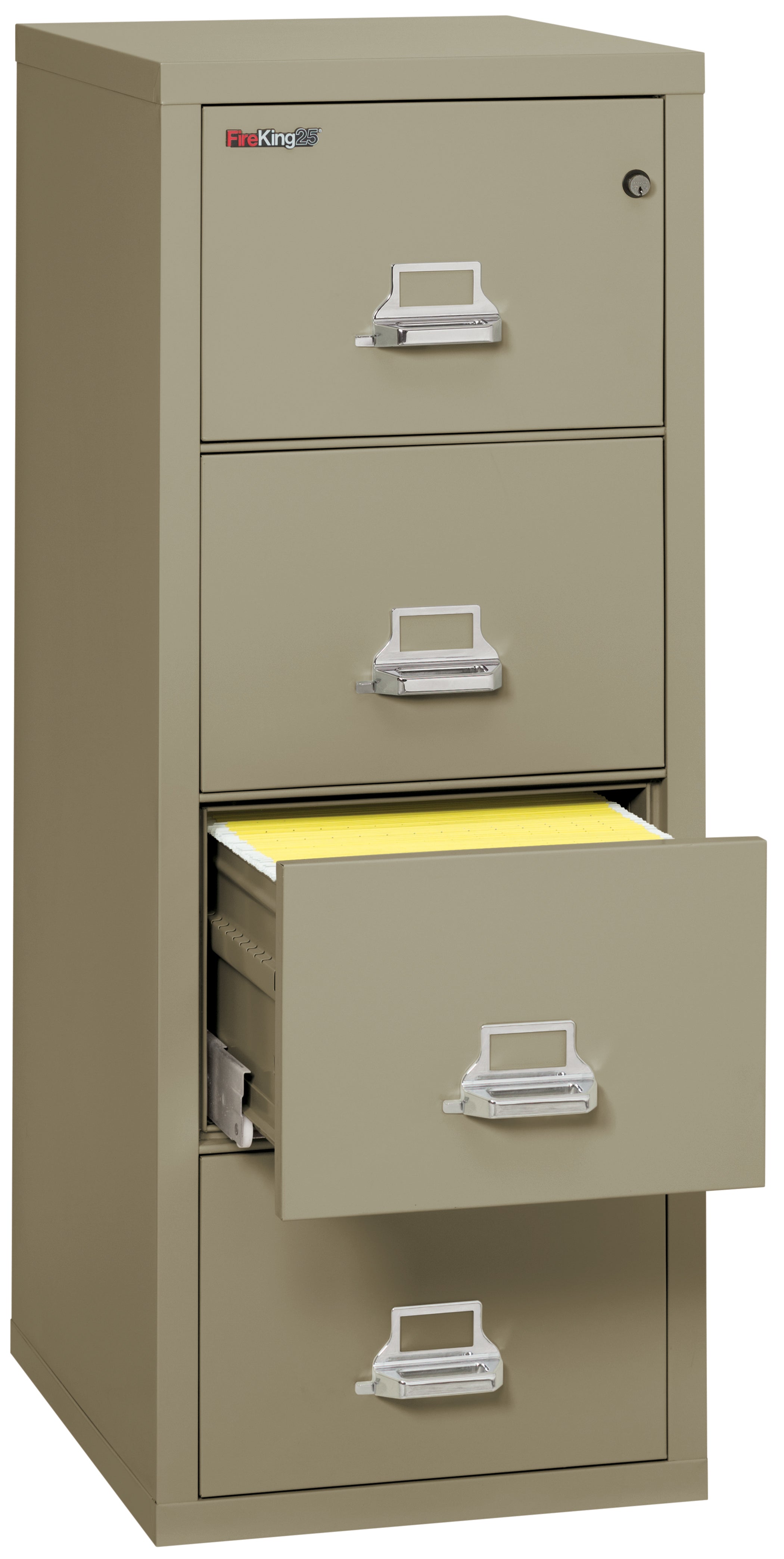 1 Hour Fire Resistant File Cabinet - 4 Drawer letter 25" depth (Pewter)