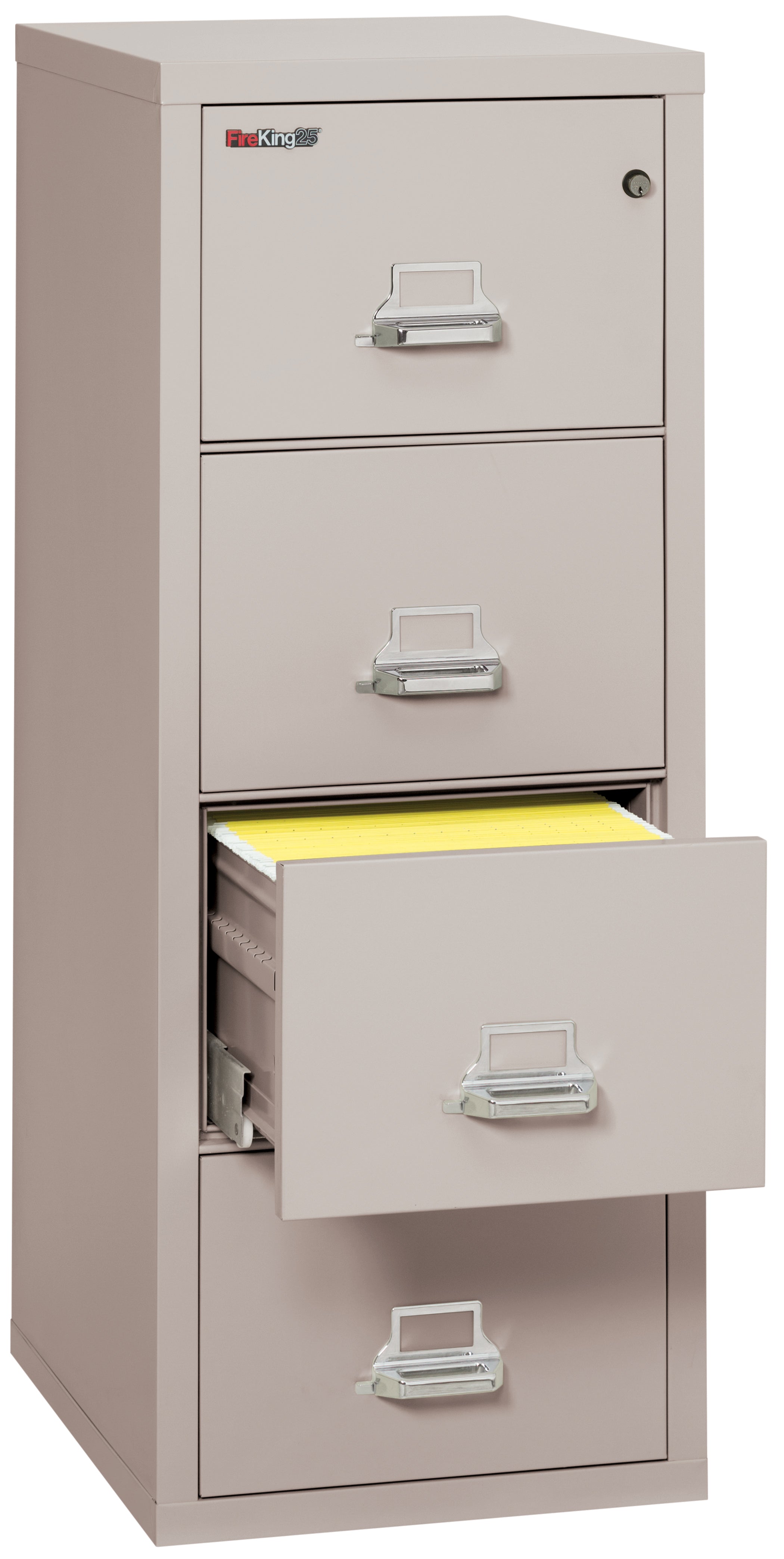 1 Hour Fire Resistant File Cabinet - 4 Drawer letter 25" depth (Platinum)