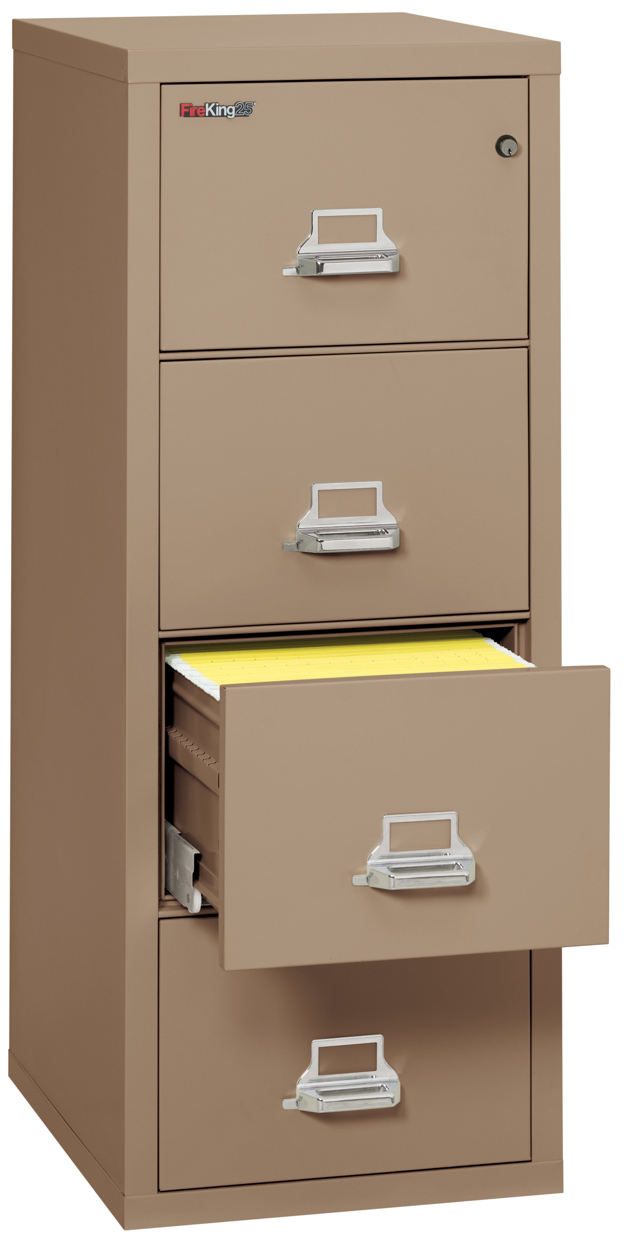 1 Hour Fire Resistant File Cabinet - 4 Drawer letter 25" depth (Taupe)