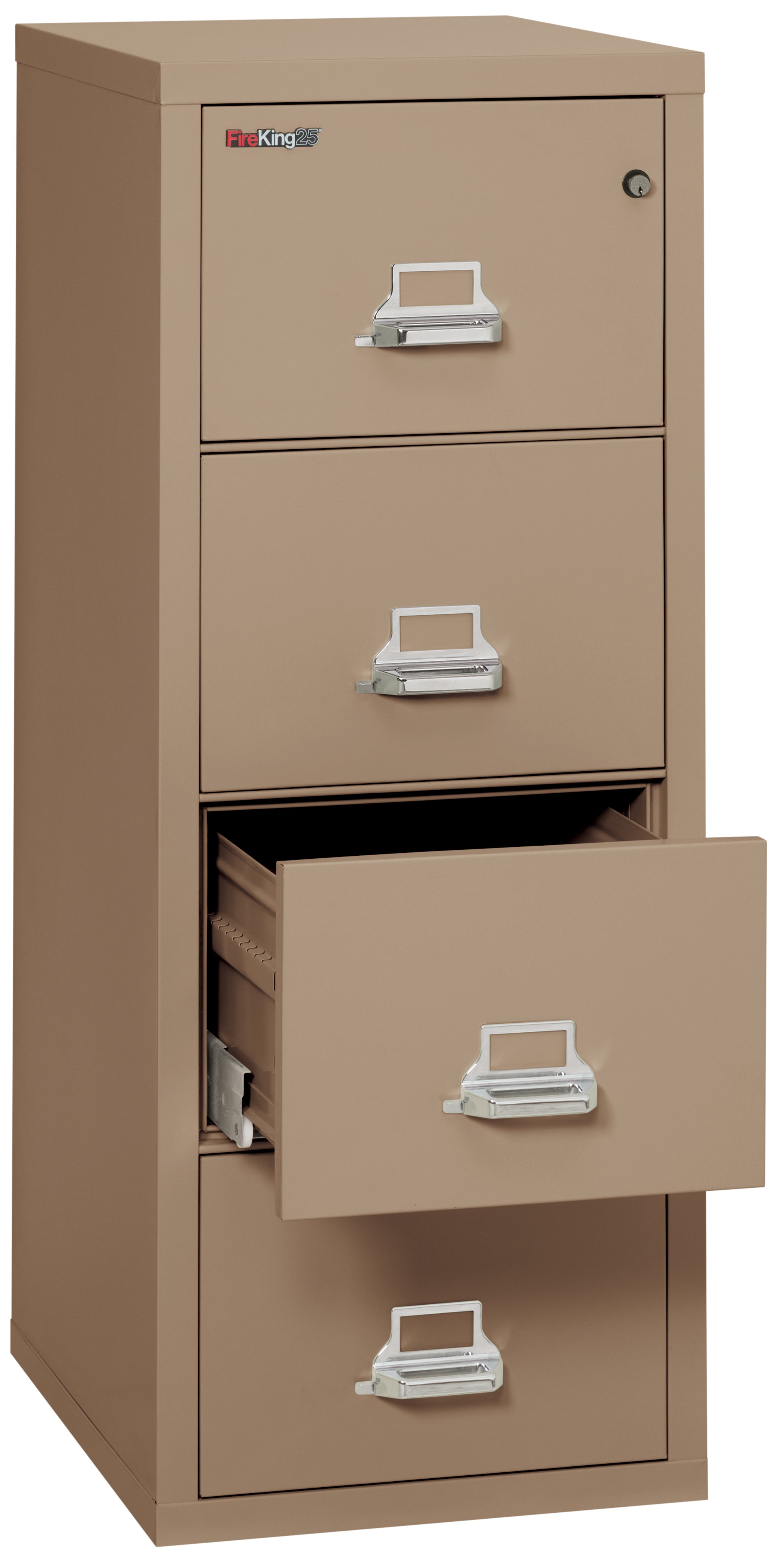 1 Hour Fire Resistant File Cabinet - 4 Drawer letter 25" depth (Taupe)