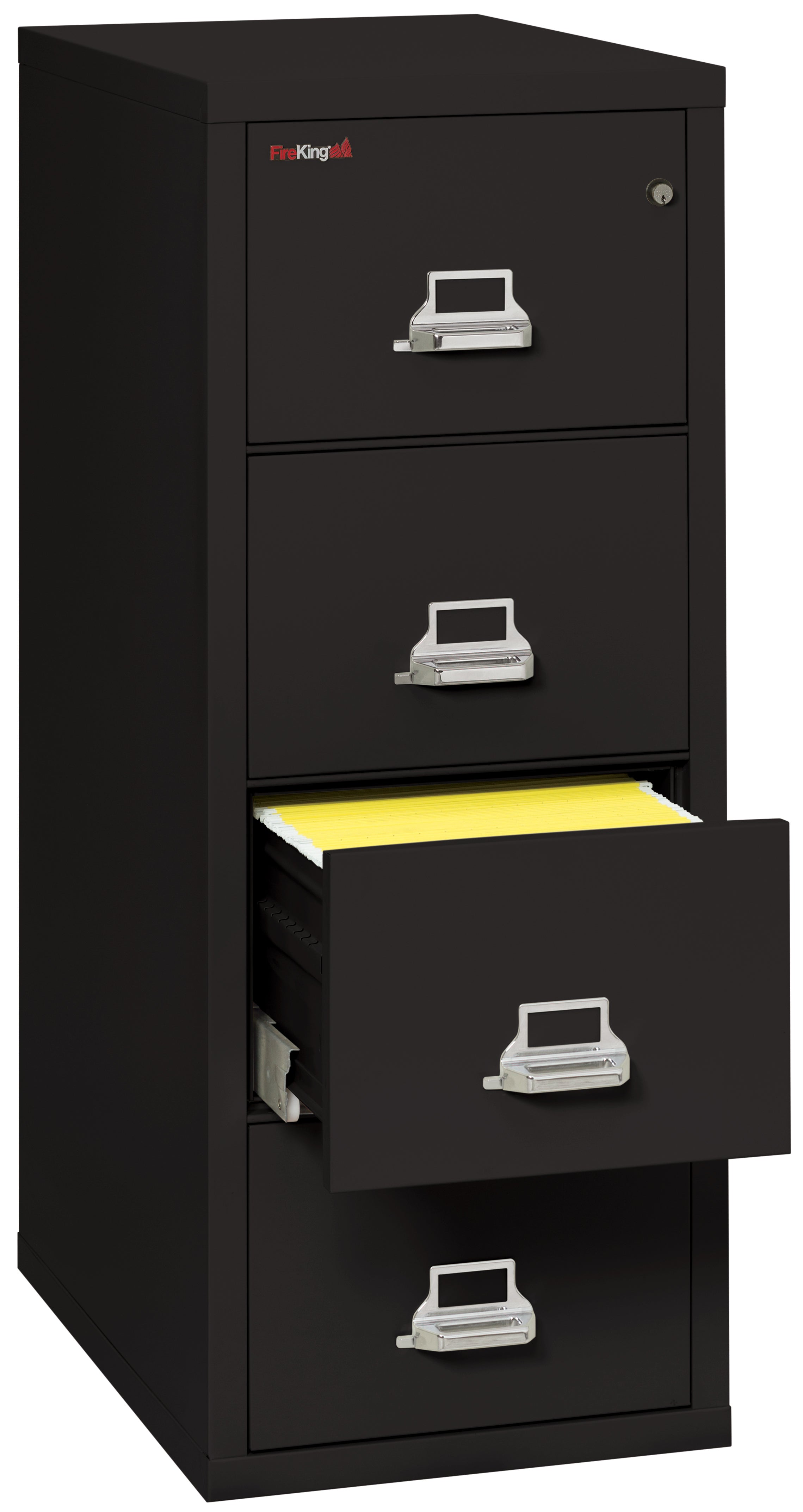 1 Hour Fire Resistant File Cabinet - 4 Drawer Letter 31" depth (Black)