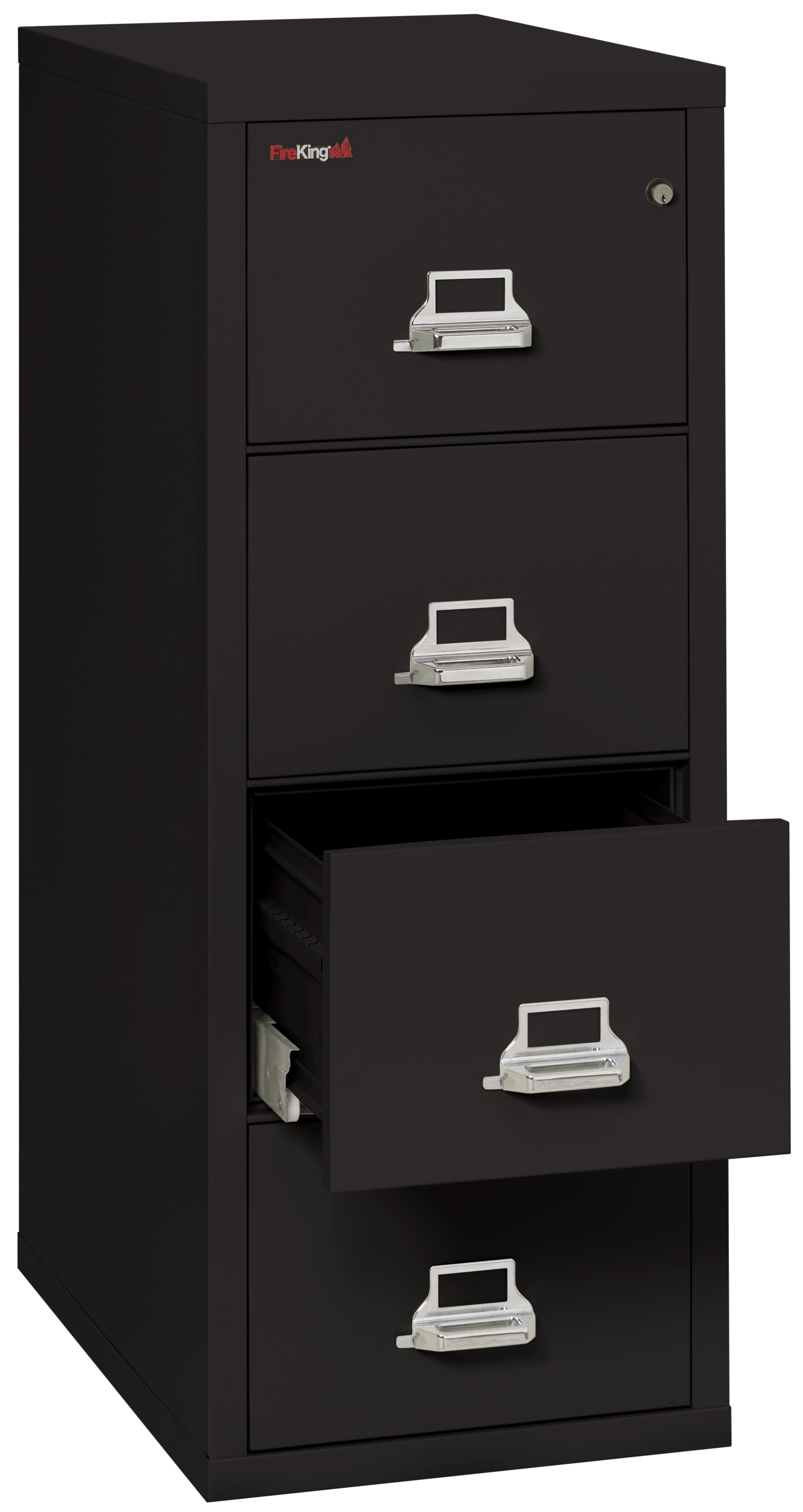 1 Hour Fire Resistant File Cabinet - 4 Drawer Letter 31" depth (Black)